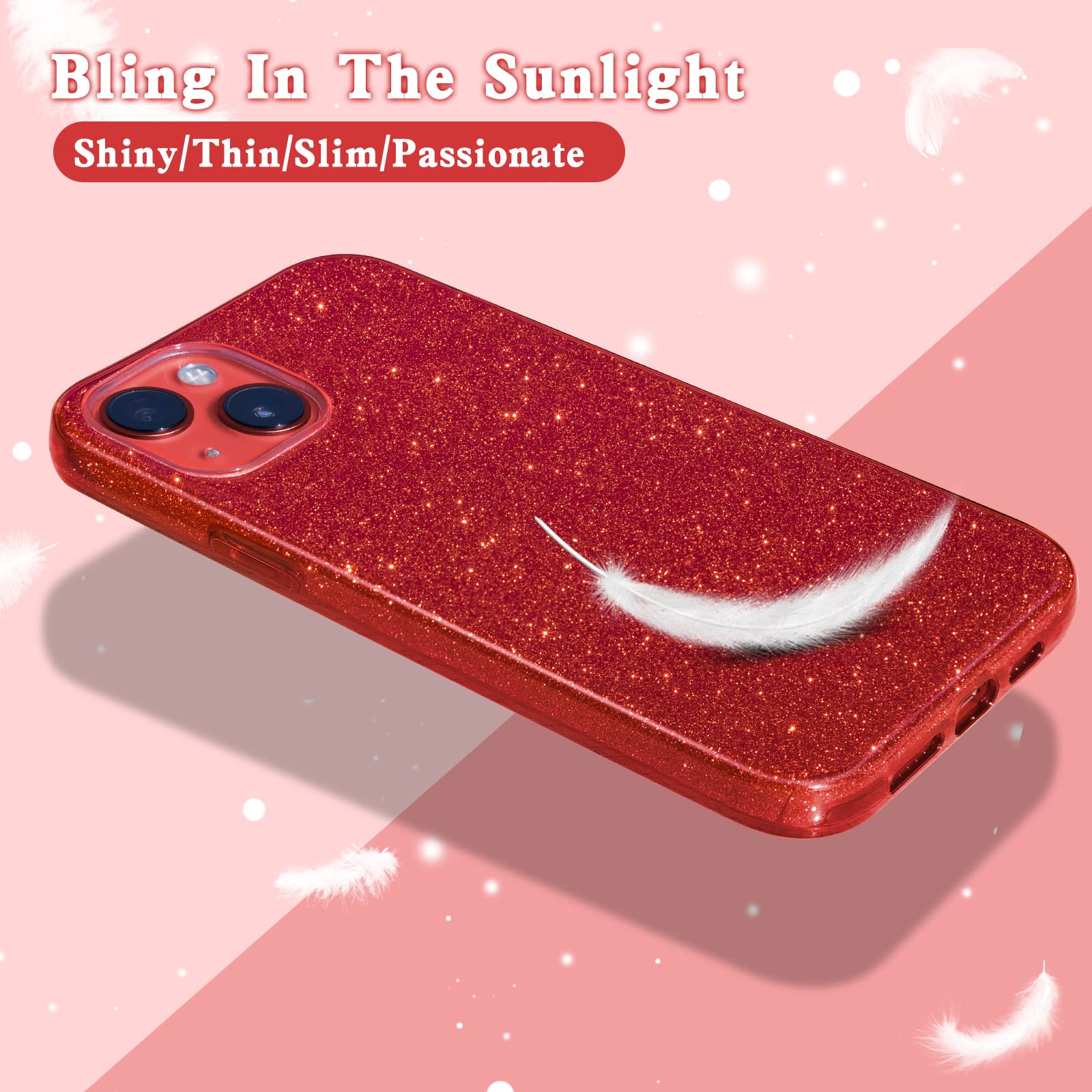 MATEPROX Bling Sparkle Protective Case for iPhone 13 Mini / 12 Mini Red