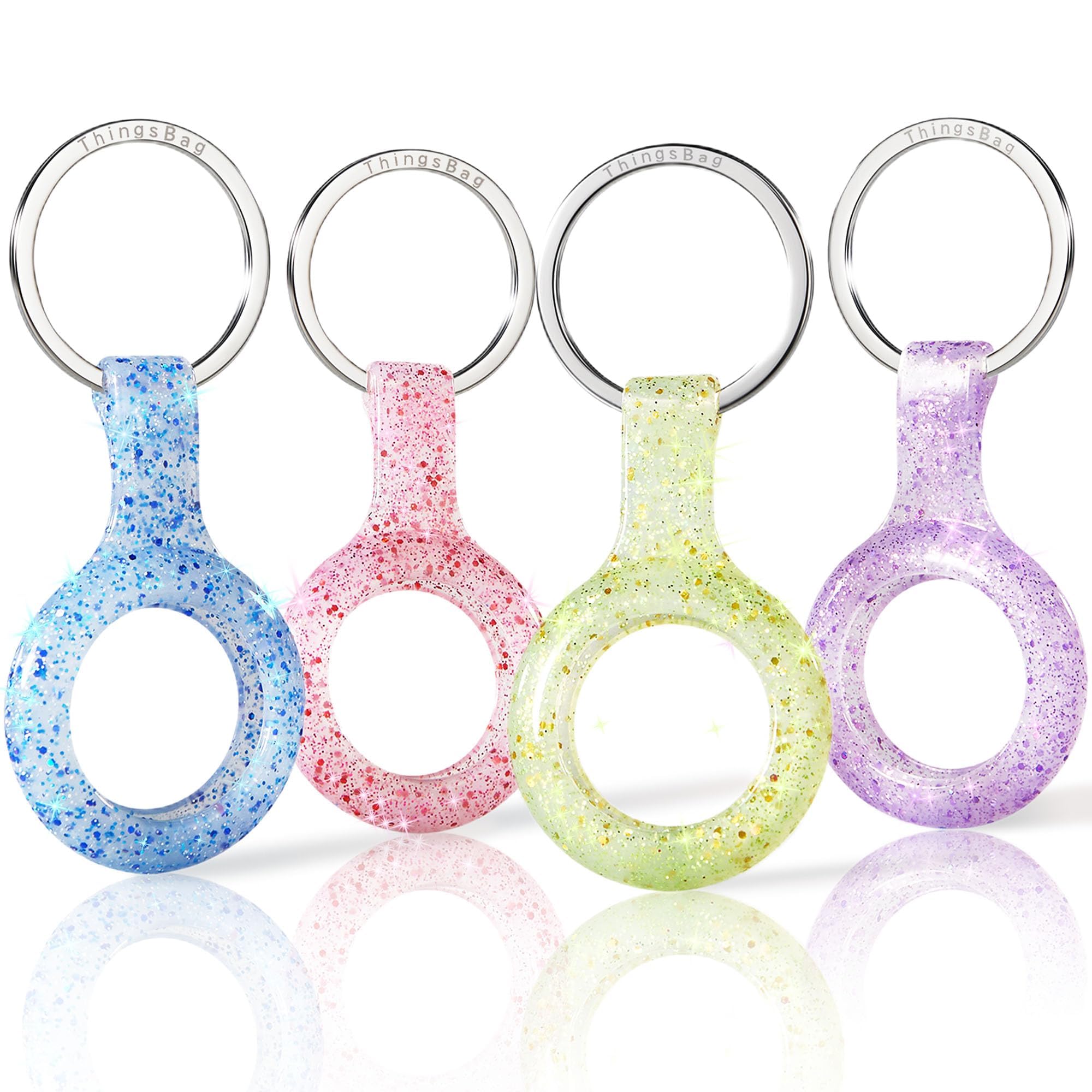 Thingsbag Apple Airtags 4 Pack Case Keychain Silicone Apple Air Tags Holder Item Finders Accessories Comes With Metal Snap Airtags Keyring Case 4 Pack