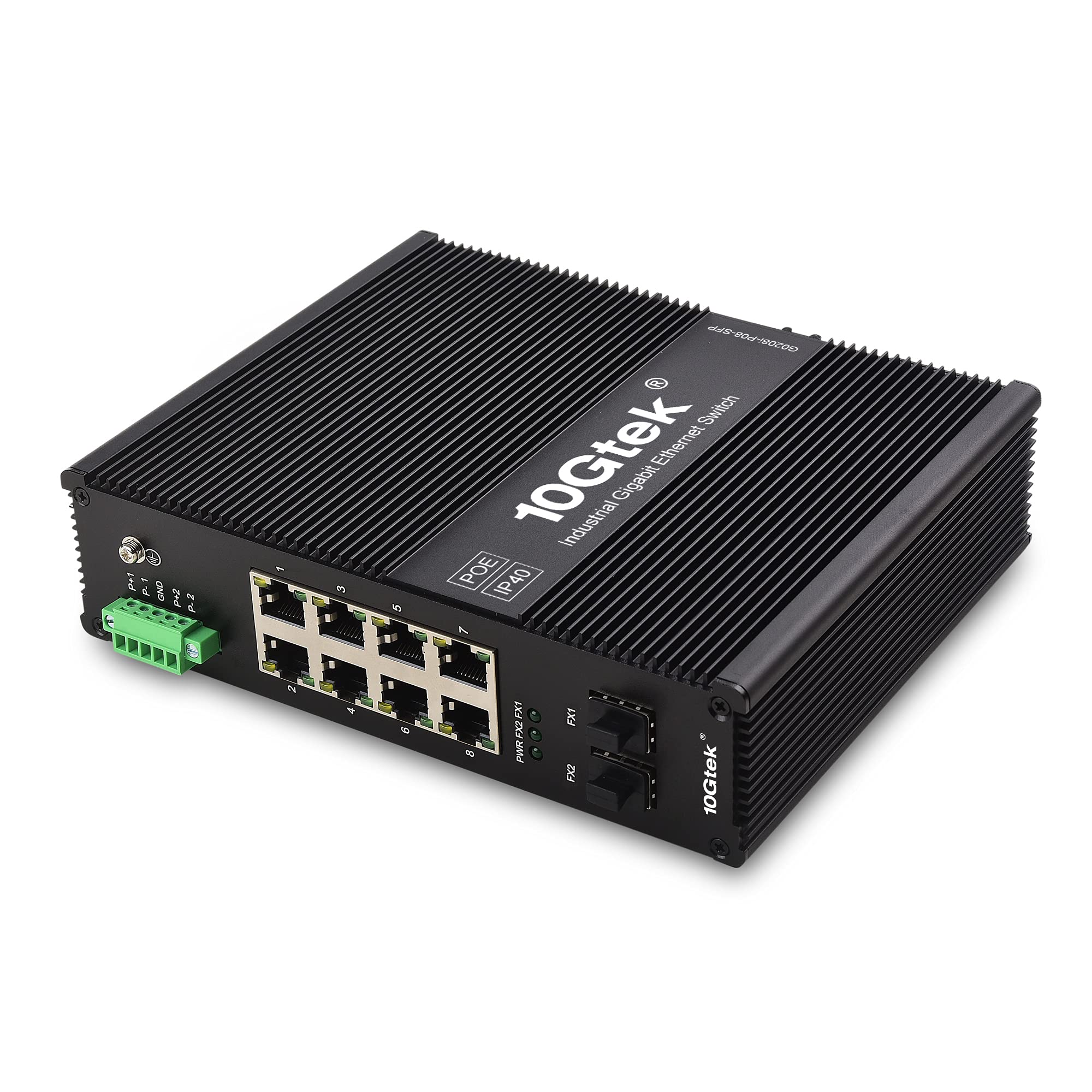 10 Port Gigabit Ethernet Fiber Converter, , Industrial Din Rail Network Switch( 40C ~ +85C), Poe 802.3Af/At (W/20 Km Sfp Transce