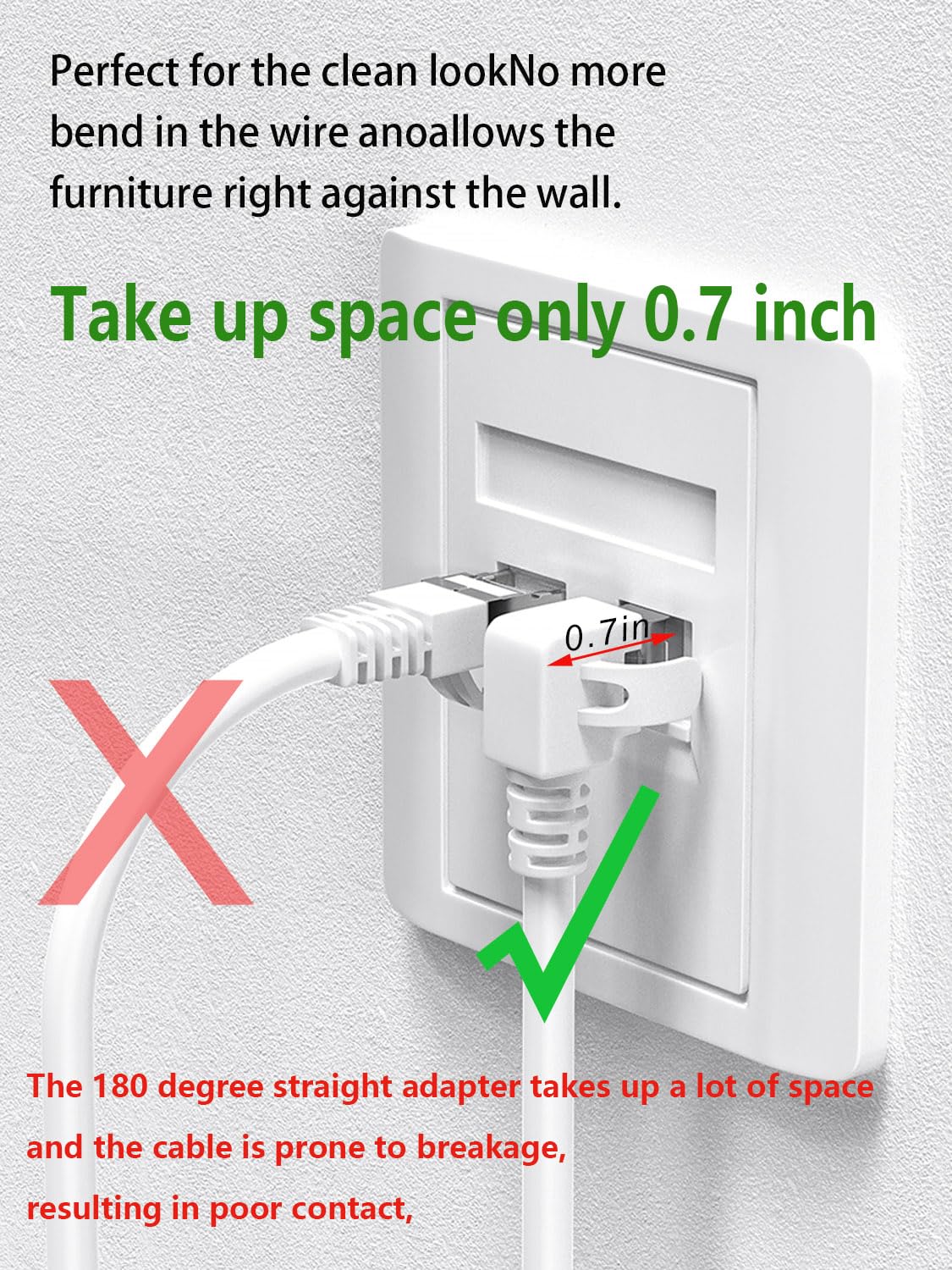 Juxinice 90 Degree Cat6 Ethernet Cable Rightangle White 6Ft Right Angle Cat 6 Ethernet Patch Cable Gigabit Rj45 Network Internet Cable For Mac,Pc, Router, Modem, Printer, Xbox, Ps4, Ps3