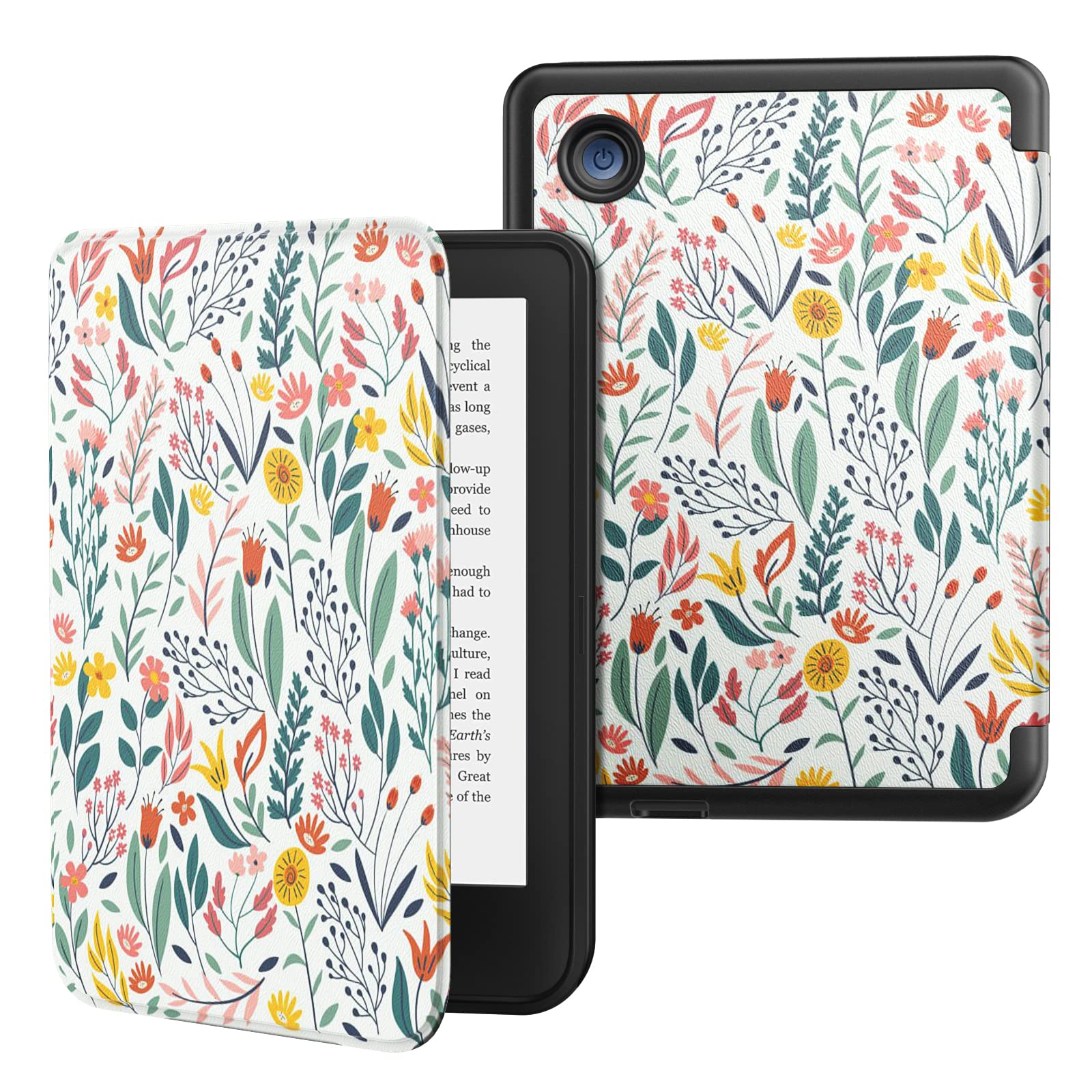 MoKo Case for Kobo Clara BW/Clara Colour/Clara 2E 6', Ultra Slim Lightweight with Auto Wake/Sleep Cover Folio Case for Kobo Clara BW/Clara Colour 6' 2024, Flowers