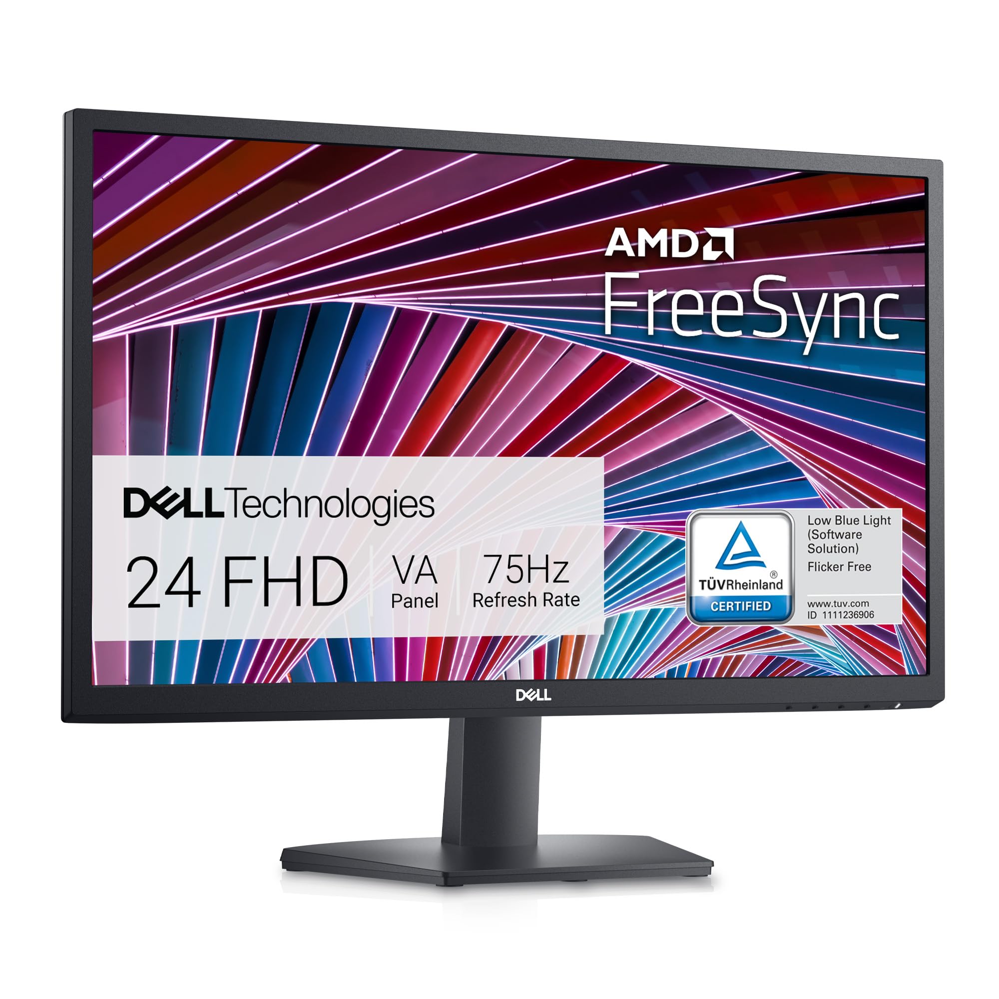 Dell SE2422HX Monitor   24 inch FHD (1920 x 1080) 16:9 Ratio with Comfortview (TUV Certified), 75Hz Refresh Rate, 16.7 Million Colors, Anti Glare Screen with 3H Hardness, AMD FreeSync  Black