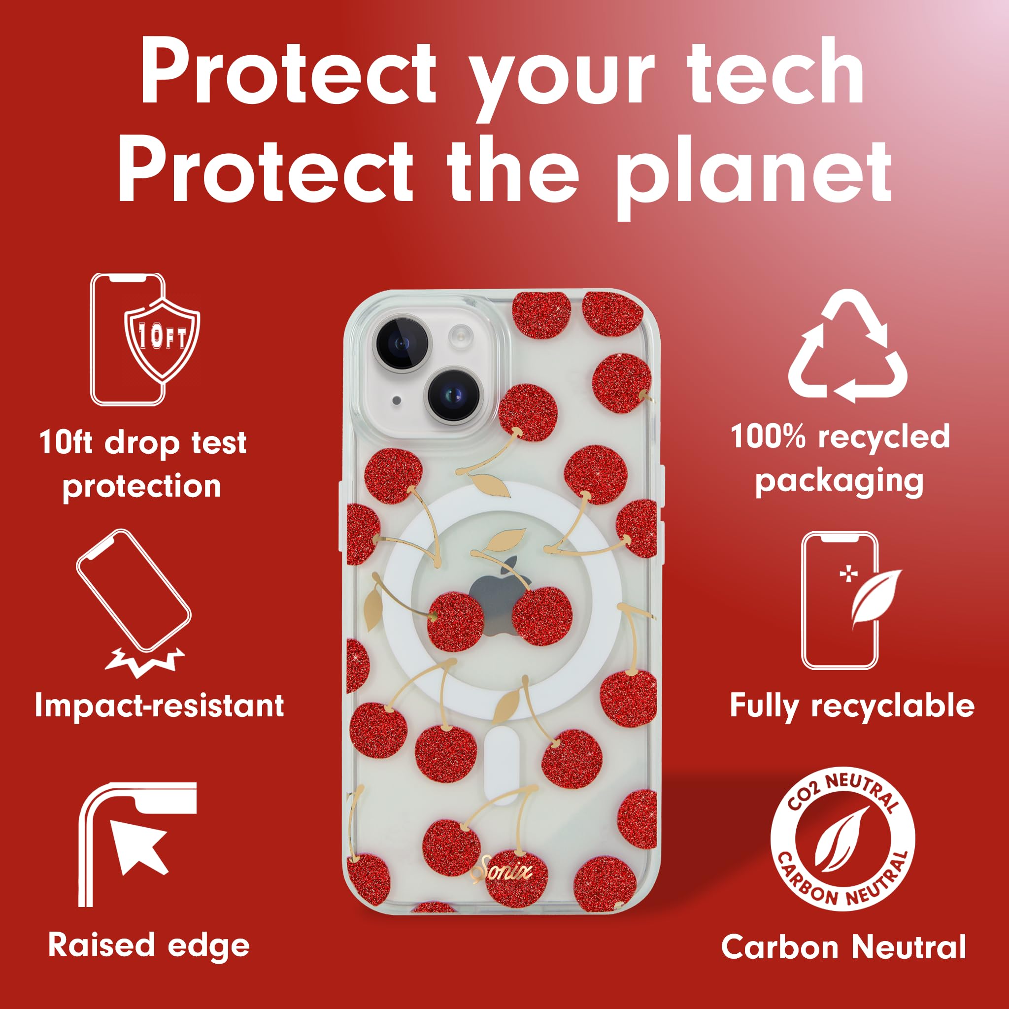 Sonix Case For Iphone 15, 14, 13 | Compatible With Magsafe | 10Ft Drop Tested | Cherry On Top