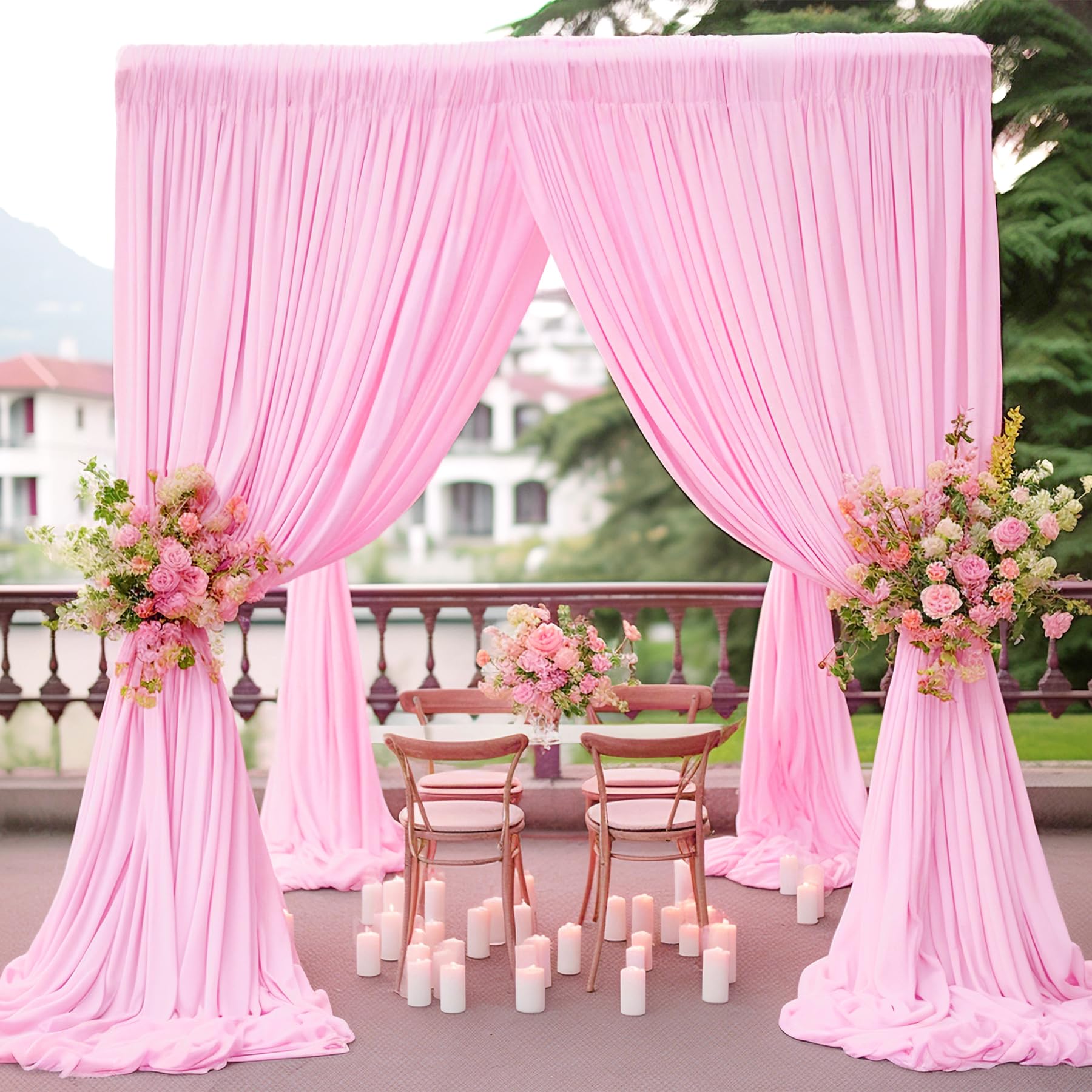 Pink Backdrop Curtain For Parties Baby Shower Wrinkle Free Pink Photo Curtains Backdrop Drapes Fabric Decoration For Weddings Bi