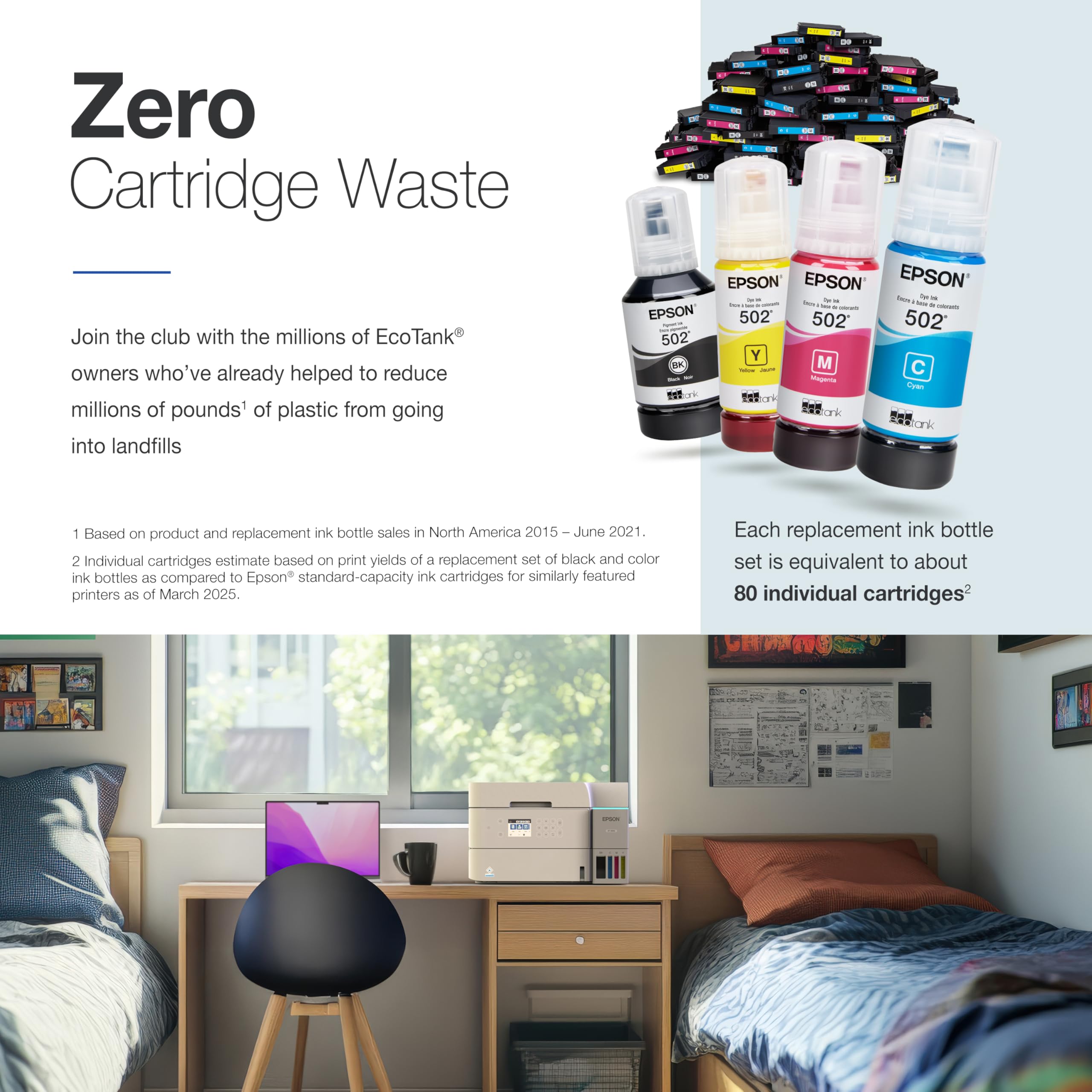 Epson Ecotank Et-3950 Wireless All-In-One Color Supertank Printer With Up To 3 Years Of Ink, Refillable Tanks, Perfect For Home