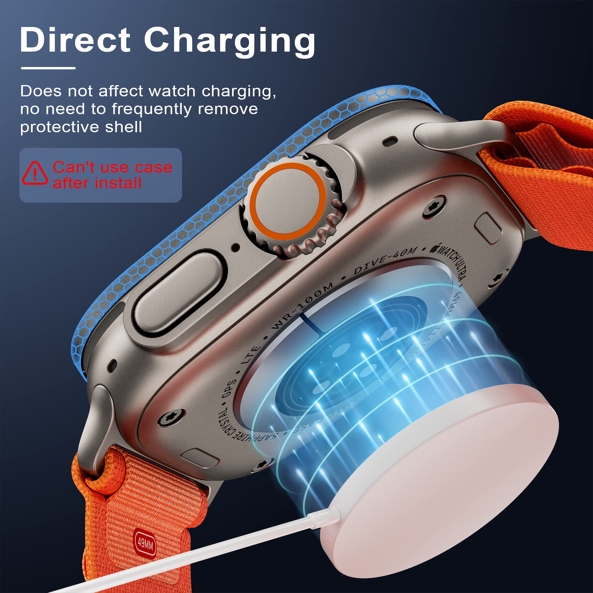 Wsken For Apple Watch Ultra Screen Protector 49Mm,9H Tempered Glass + Titanium Alloy Frame, [Keep Original] [Touch Sensitive] Li