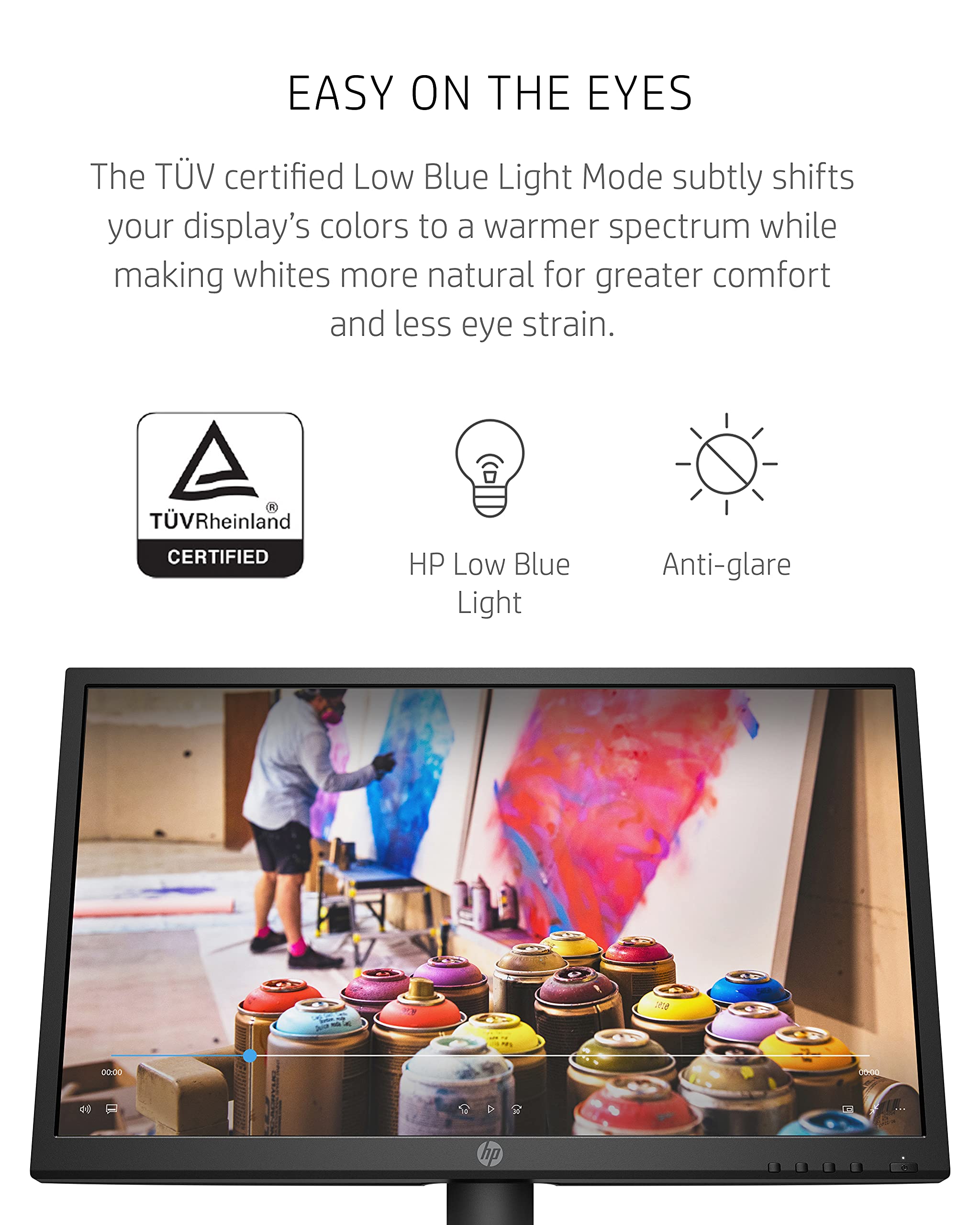 HP V222vb FHD Monitor, 1080p VA Display, 75Hz Refresh Rate, 21.5 inch Computer Screen, T�V Certified Low Blue Light Mode, Ergonomic Tilt, 3000:1 Contrast Ratio, HDMI & VGA Ports, VESA Mounting (2021)