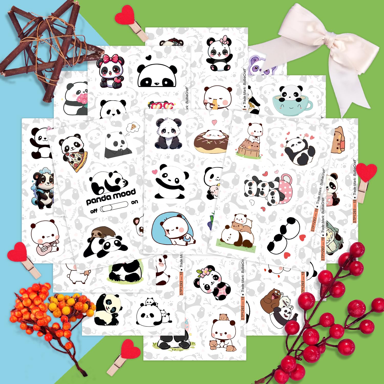 100Pcs Panda Stickers For Water Bottle And Laptop   Panda Party Favors & Decorations, Waterproof Vinyl Decals, Cute Animal And B