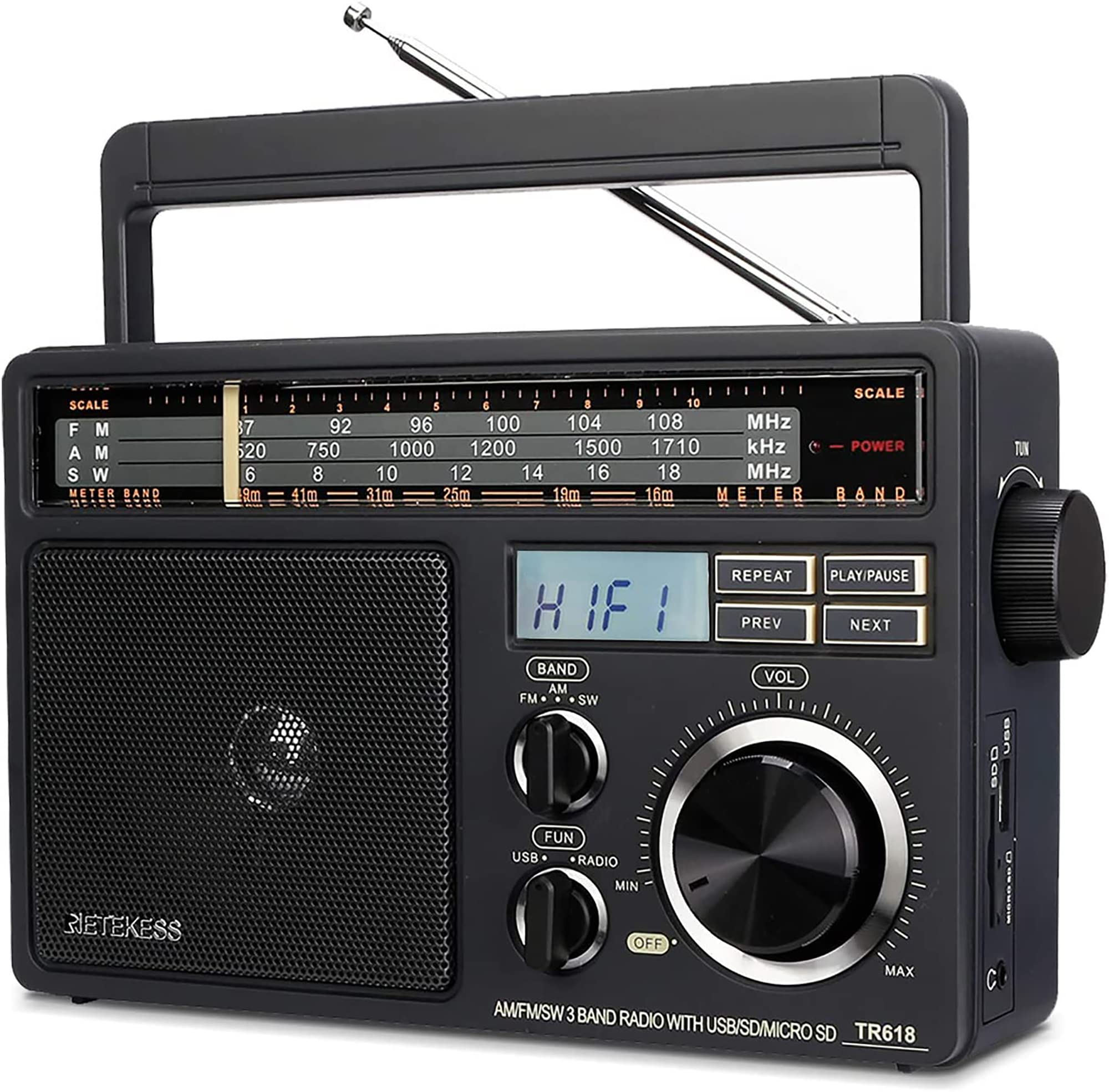 Retekess Tr618 Am Fm Radio Plug In Wall, Portable Shortwave Radios, Support Sd, Micro Sd And Usb Flash Drive, Am Fm Radios With Best Reception For Home Kitchen Or Drive In