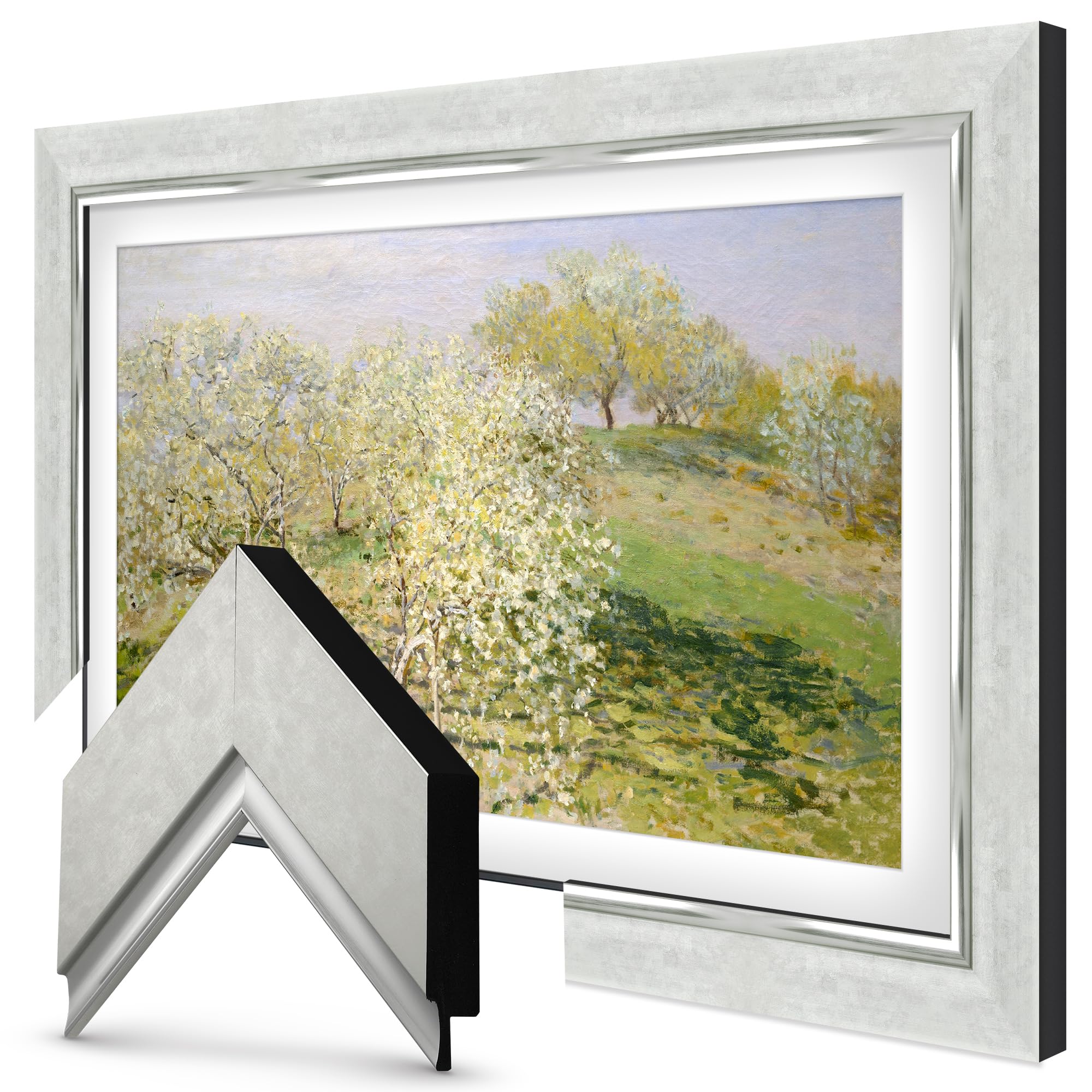 Contemporary Silver 65 Premiere Deco TV Frame - Compatible ONLY with Samsung The Frame TV and Pro TVs (Fits 2021-2026, LS03A, LS