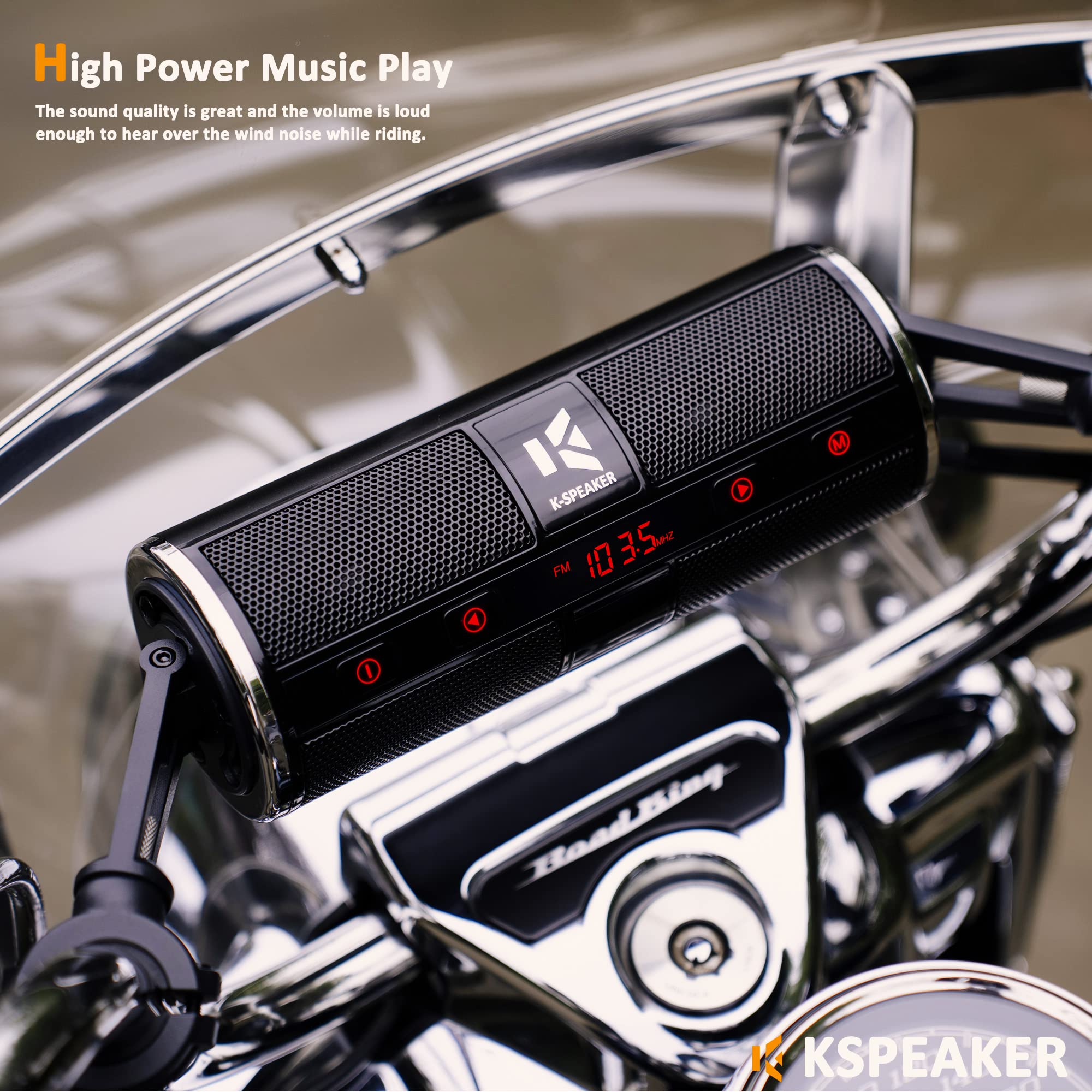 Kspeaker Motorcycle Speakers Bluetooth Waterproof Radio Audio System Built In Amplifier, 3 Inch Metal Mp3 Player, Great For Atv,