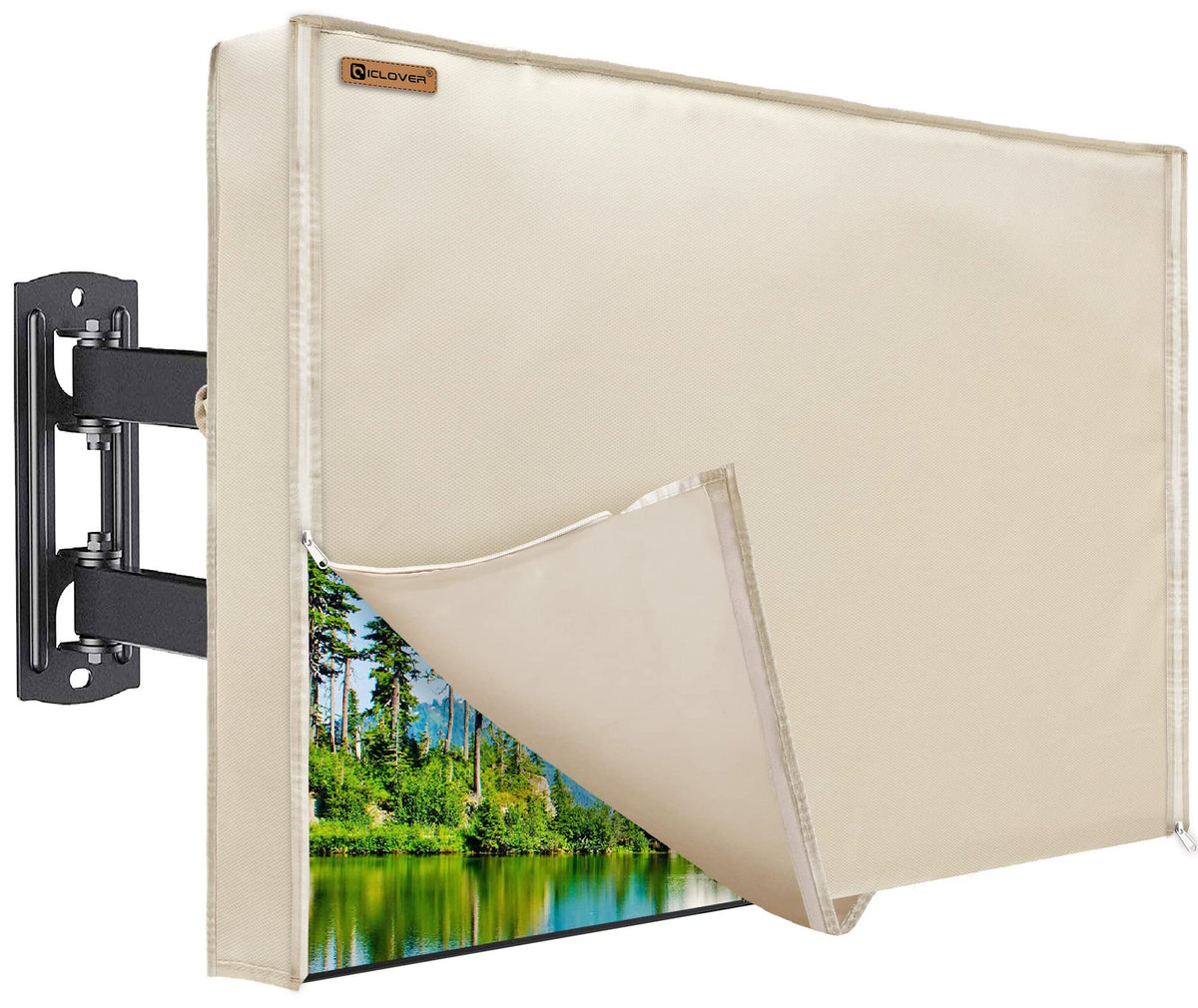 Outdoor TV Cover 43inch, IC ICLOVER 600D Heavy Duty 4 Season Weatherproof TV Protector, Waterproof Zipper Roll Up Front Flap & Remote Control Pocket, Outside Television Cover for LED, LCD, OLED TVs