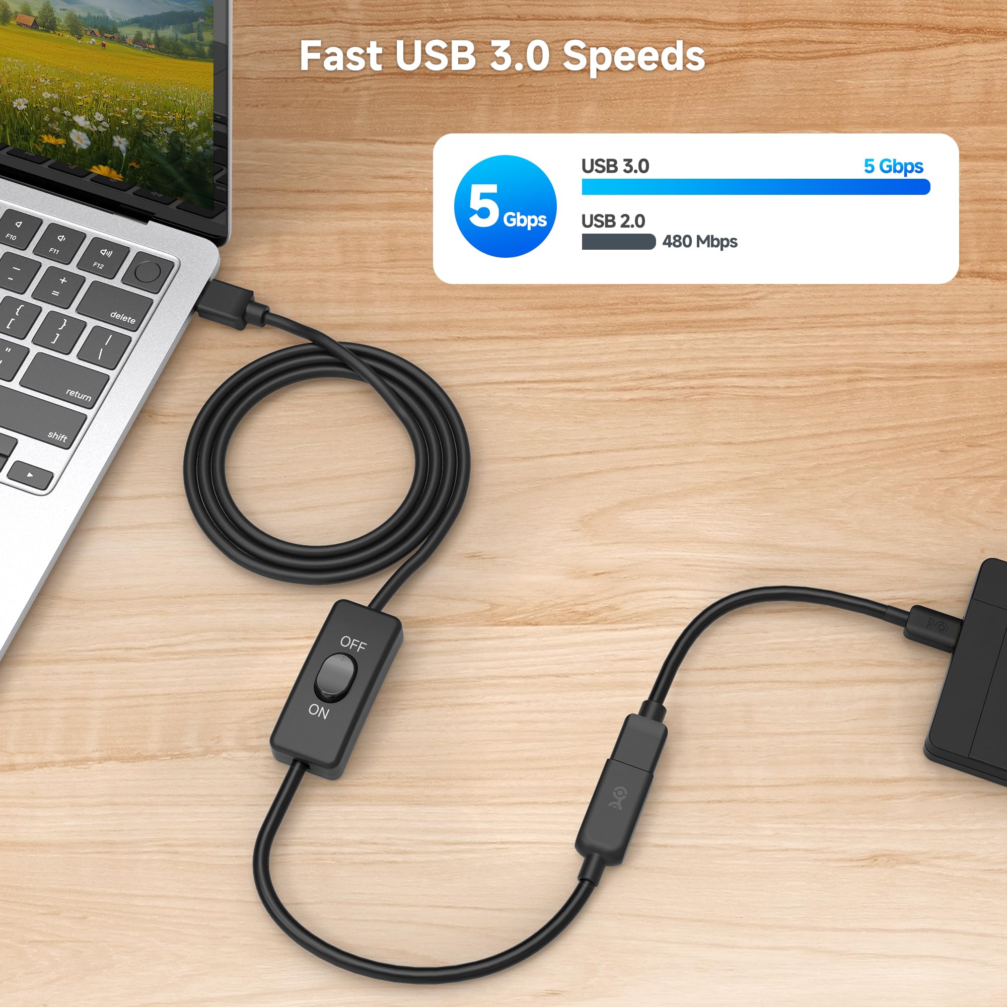 Data Cable Sign Off Cable Matters 5Gbps USB 3.0 Extension Cable with On Off Switch with Da ...