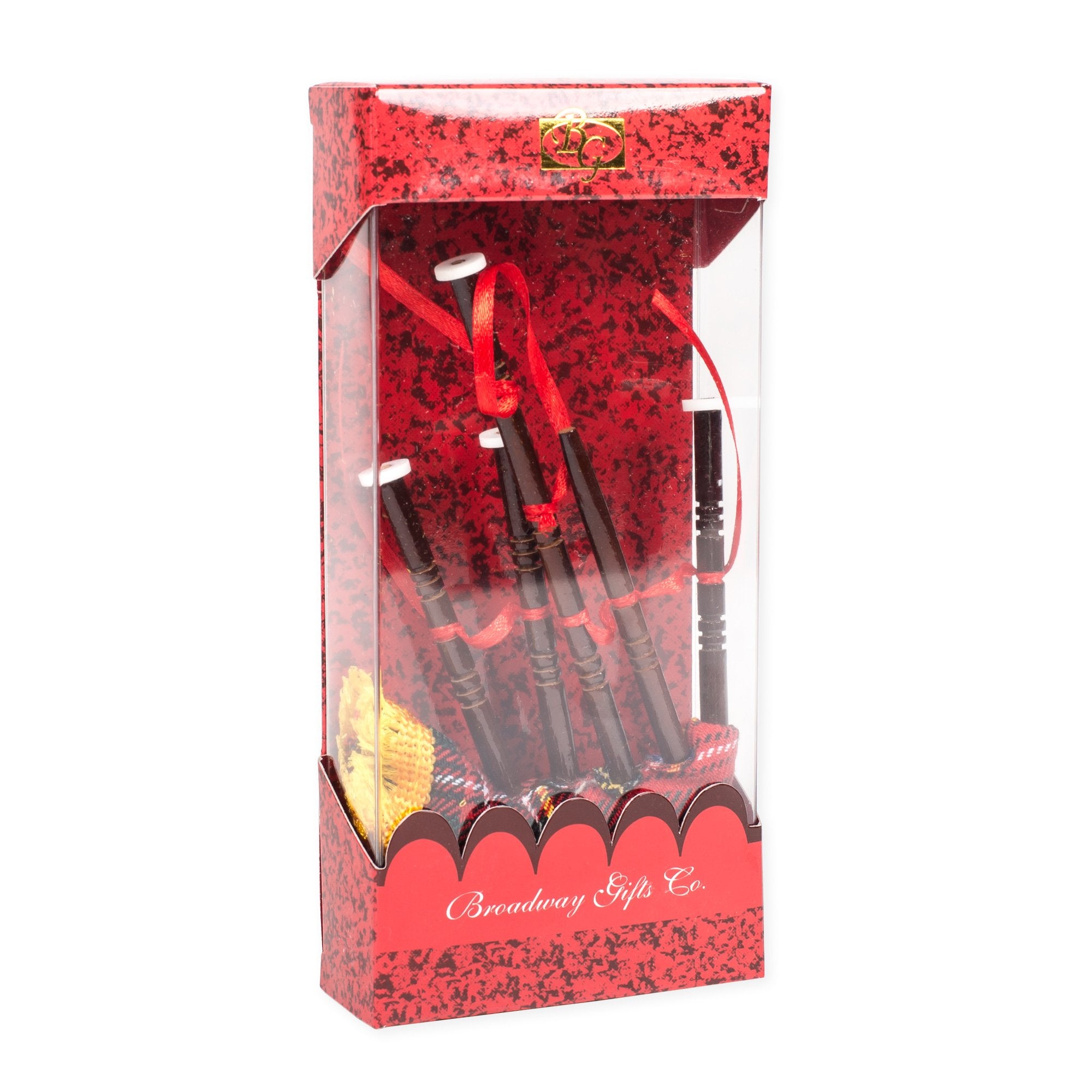 Broadway Gift Royal Stewart Tartan Plaid 5.1 Inch Wood And Cloth Bagpipes Ornament   Gift For Bagpipe Players