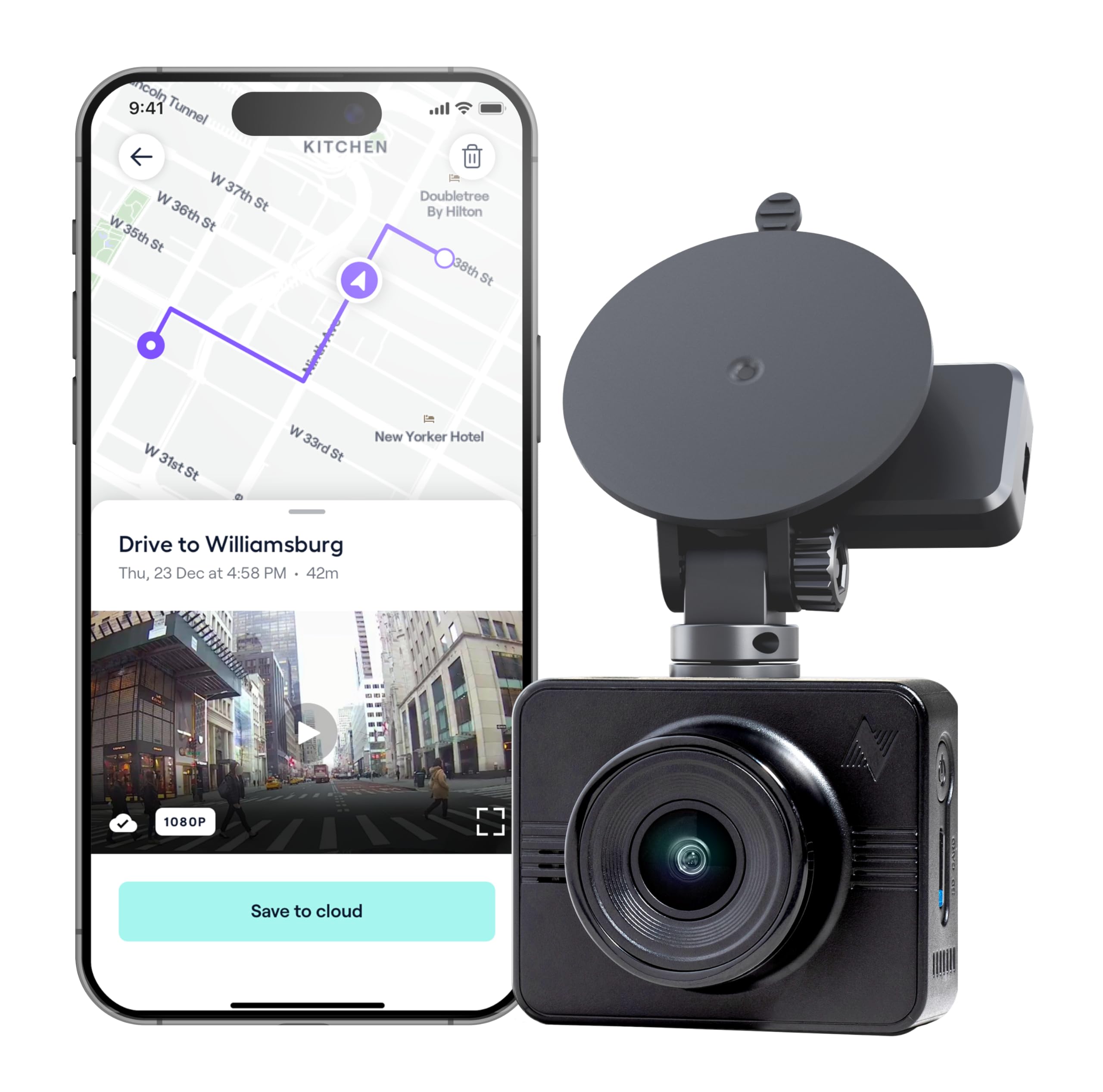 Nexar Beam Gps Dash Cam   1 Year Nexar App Subscription Included   Unlimited Cloud Storage, Drive Recordings, Parking Mode, Nigh