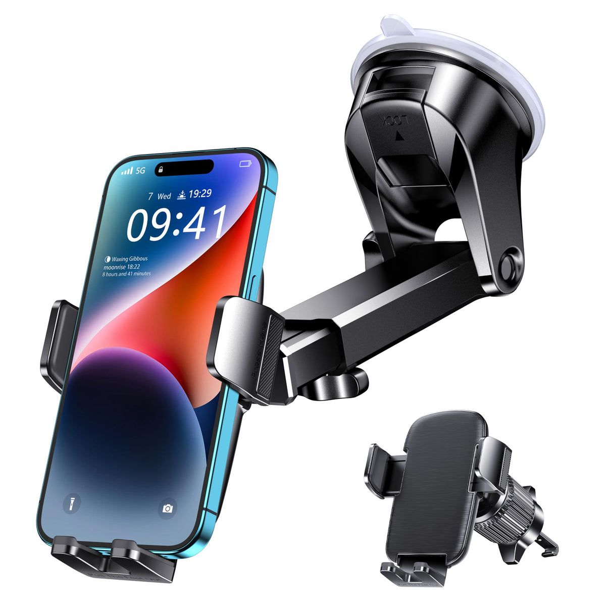 Qifutan Universal Car Phone Gps Navigator Mount - 3-In-1 Windshield/Dashboard/Air Vent Holder For Iphone & Android Gps Navigator