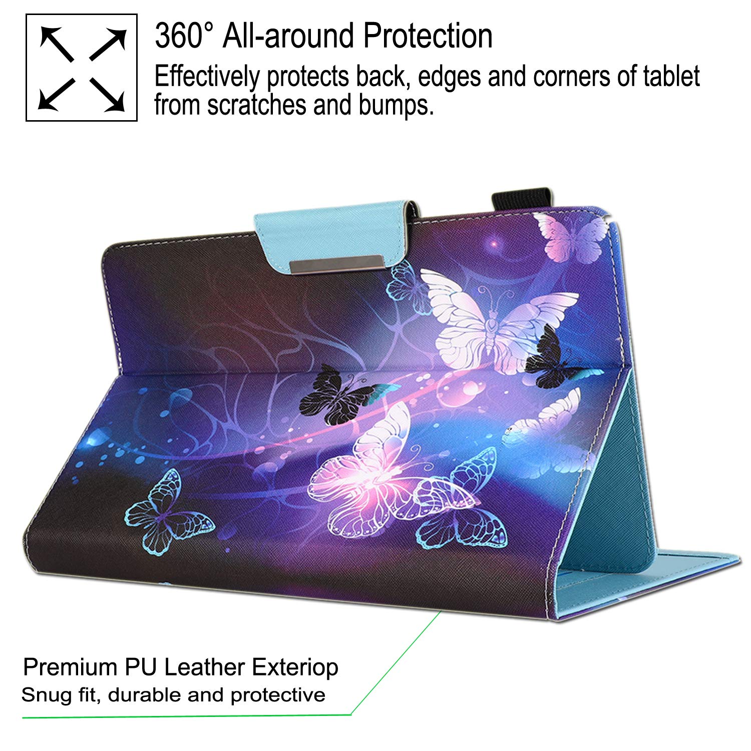 9.5 10.5 Inch Tablet Case, Universal Protective Cover Stand Folio Case For 9 10 10.1 Inch Android Touchscreen Tablet, Purple But