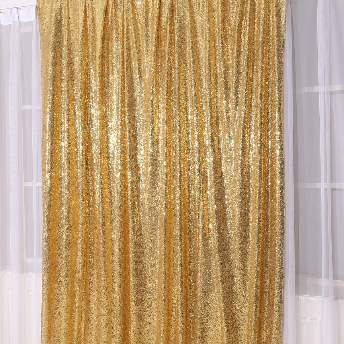 Partydelight Sequin Backdrop Sparkly Gold 6Ft X 8Ft Photograph Backdrop Wedding Curtain Special Events
