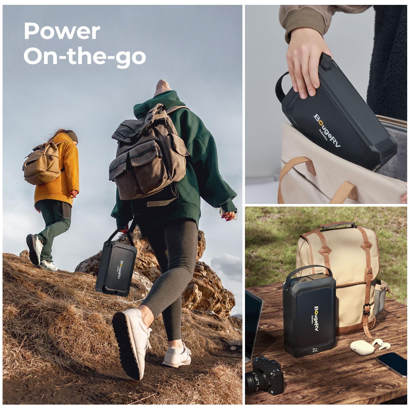 BougeRV 240Wh Portable Power Station, Solar Generator with AC Outlet for Camping, Travel, Home Backup - Black LiFePO4 Emergency Power Supply