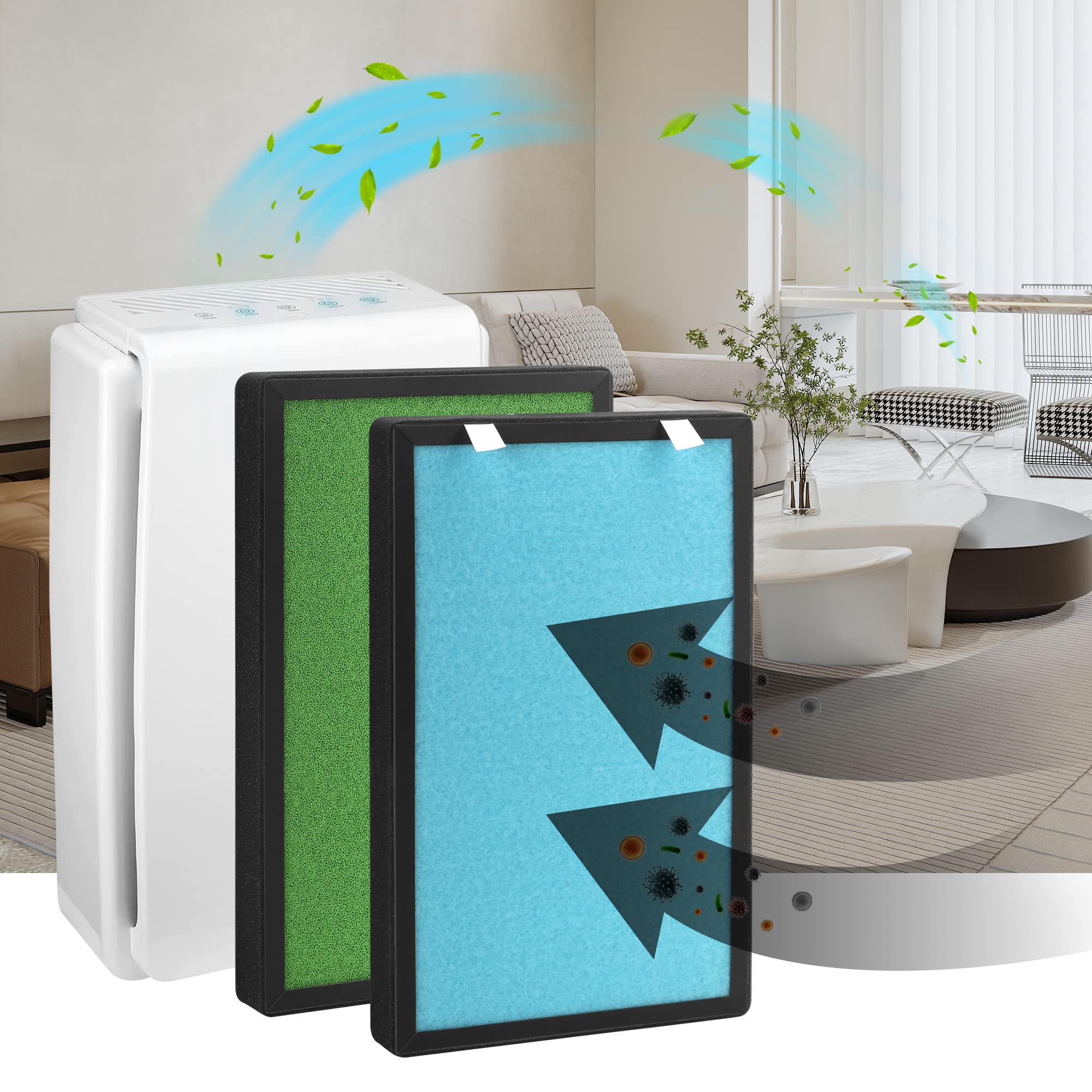 Hfunmo 2 Pack 4 In 1 H13 True Hepa Replacement Filter, Compatible With Pro Breeze Air Purifier Pb P01.