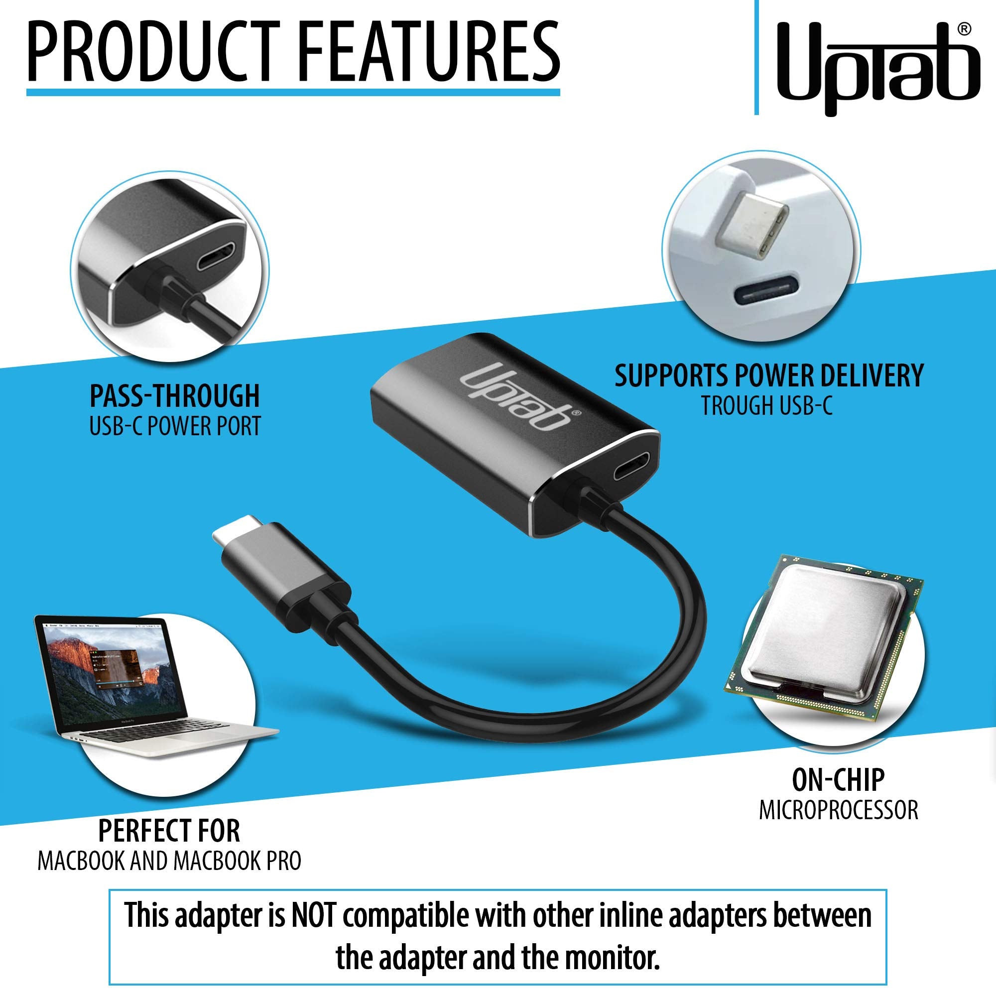 Uptab Usb C To Mini Displayport Adapter 4K@60Hz (Graphite)