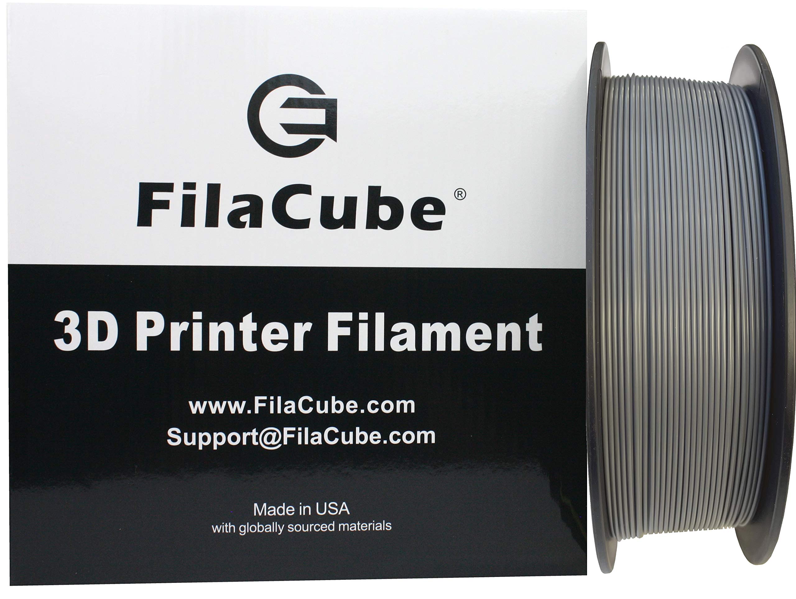 Gray PLA 3D Printer 1.75mm Filament - FilaCube 1.75 mm 1kg PLA 2 3D Printing Plastic Grey Filament Cool Grey Warm [Made in USA] 