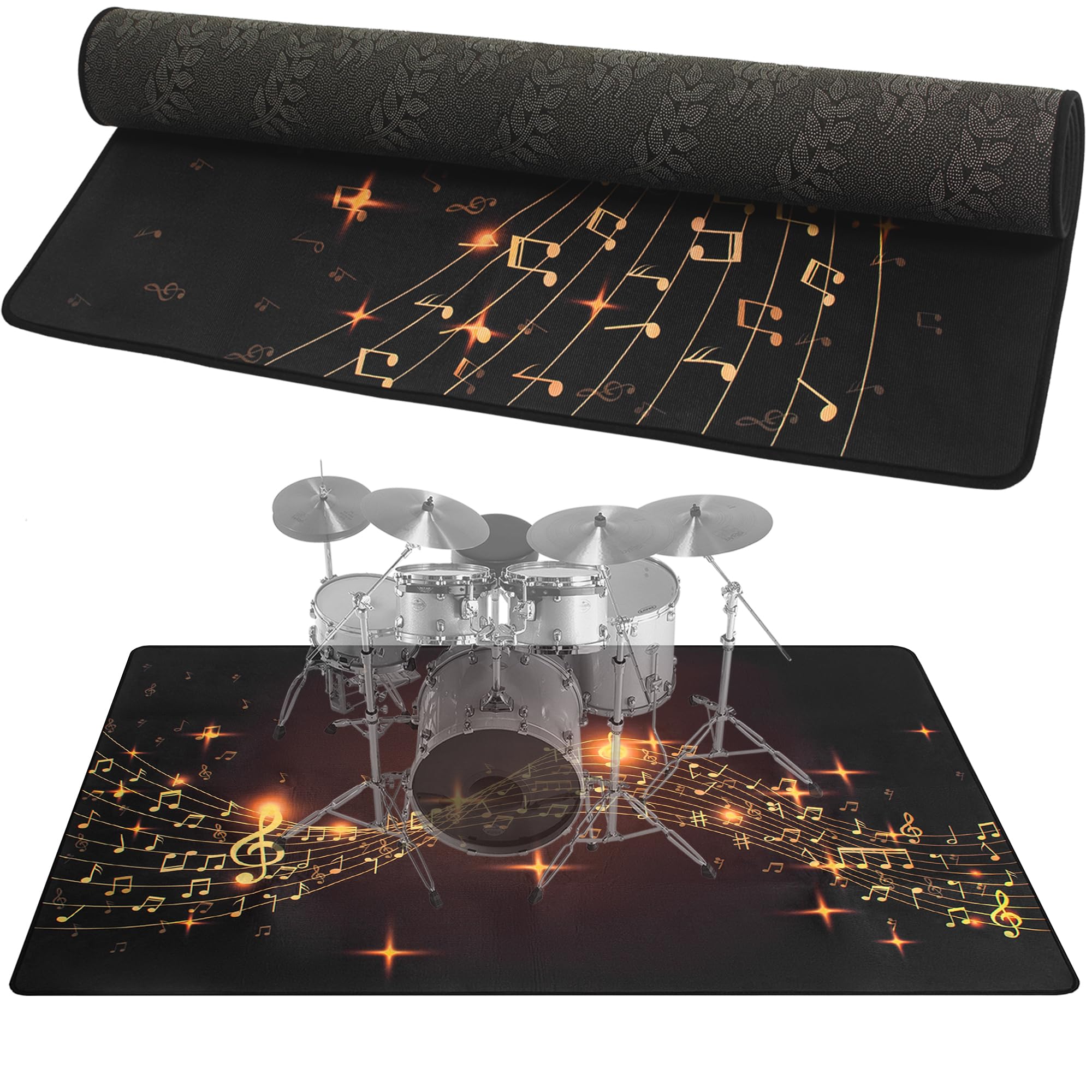 Drum Rug, 4 Ft x 6 Ft Drum Mat Carpet Music Rug with Non-Slip Grip Bottom, Soundproof Rug Pads Electrical Carpet Accessories for