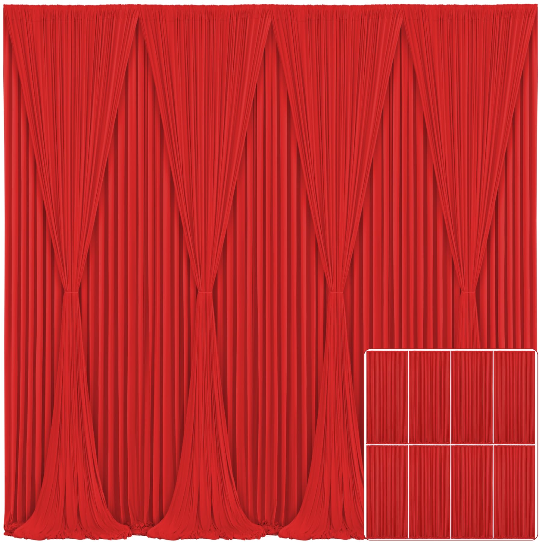 8 Panels Red Backdrop Curtain For Parties Wedding Wrinkle Free Red Photo Curtains Backdrop Drapes Fabric Decoration For Christma
