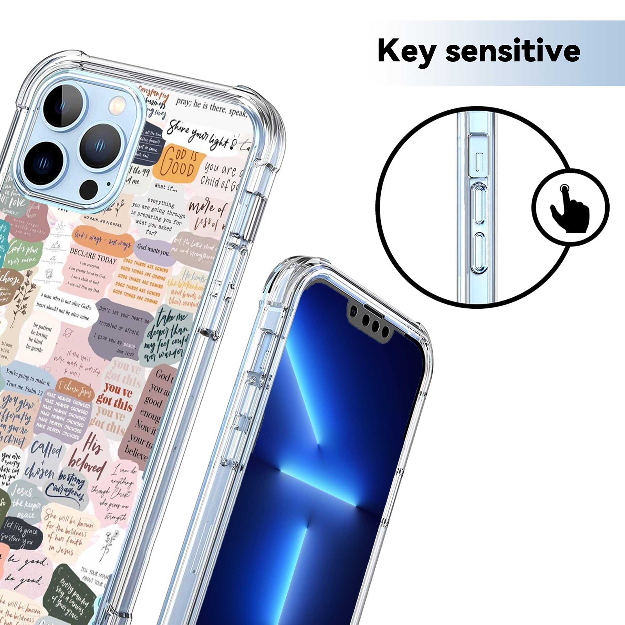 Vesidurt Bible Verses iPhone 13 Pro Case - Trendy TPU Protective Cover with Christian Jesus Quotes Collage Design