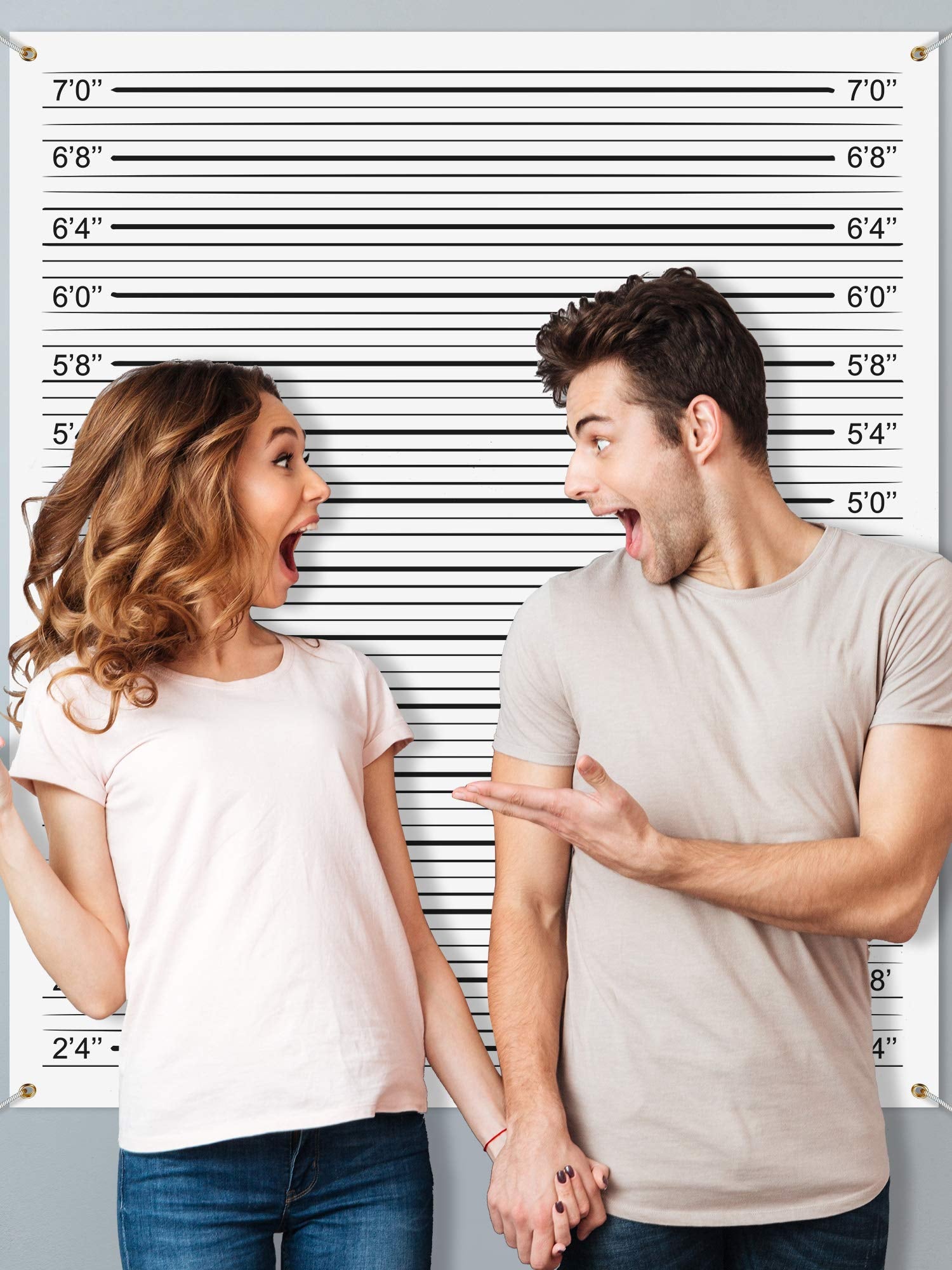Blulu Mugshot Backdrop Photo Booth Banner 4.9 X 4.3 Ft, Police Lineup Height Charts Photo Props Background Accurate Measurements