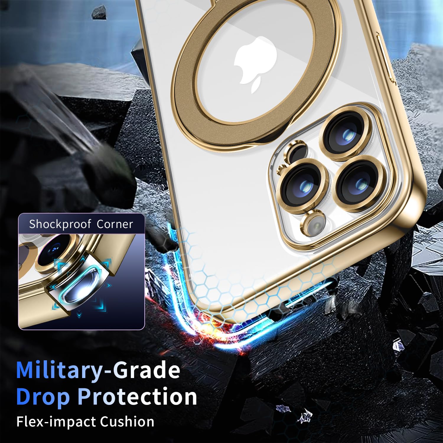 Magnetic For Iphone 13 Pro Max Case With Invisible Stand[Compatible With Magsafe][Full Camera Lens Protector][Military Drop Prot