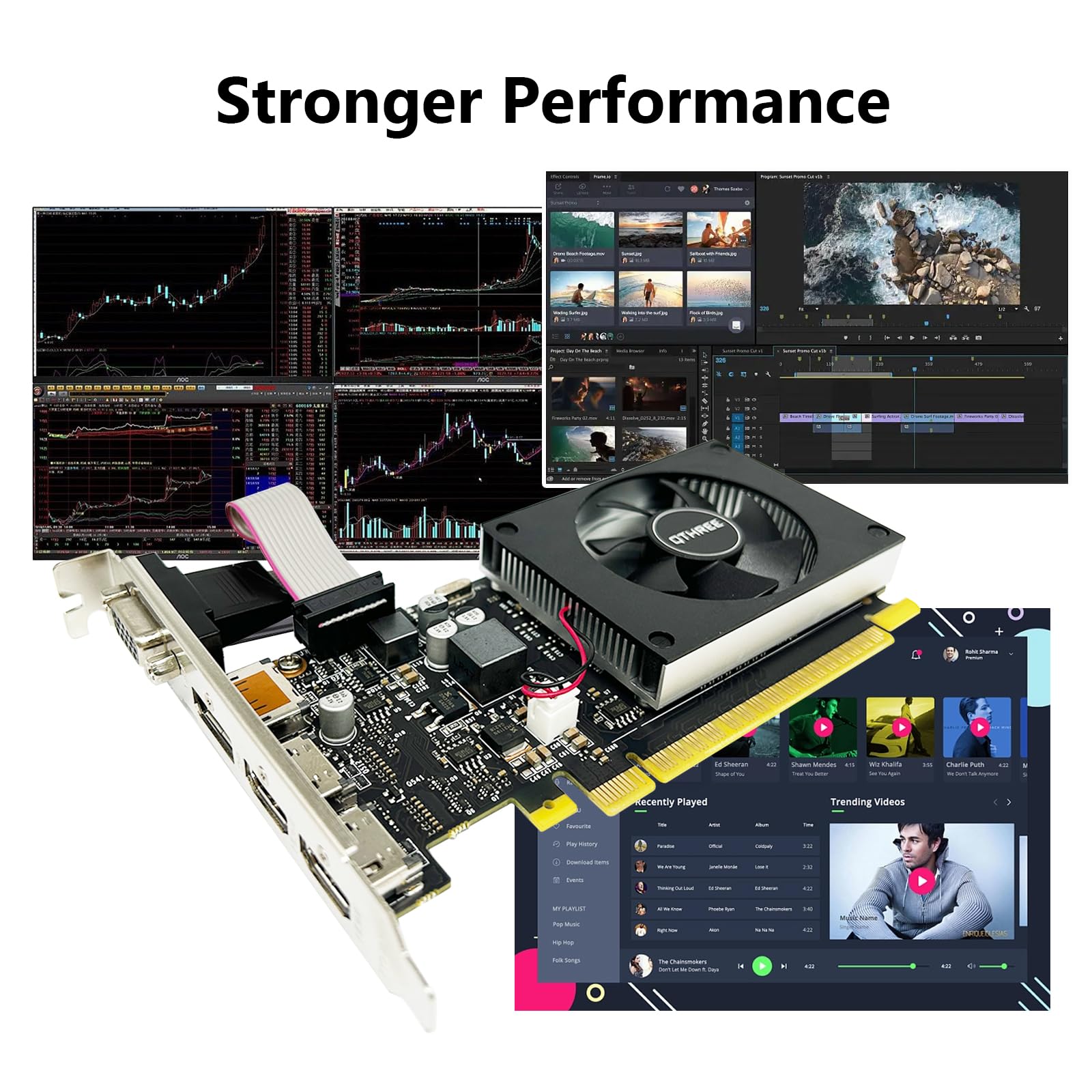 Qthree Gt 730 4Gb 64Bit Ddr3 Graphics Card,2X Hdmi,Vga,Dp,Computer Video Cards For Pc Gaming Gpu,Pci E X8 2.0,Support 4 Monitors