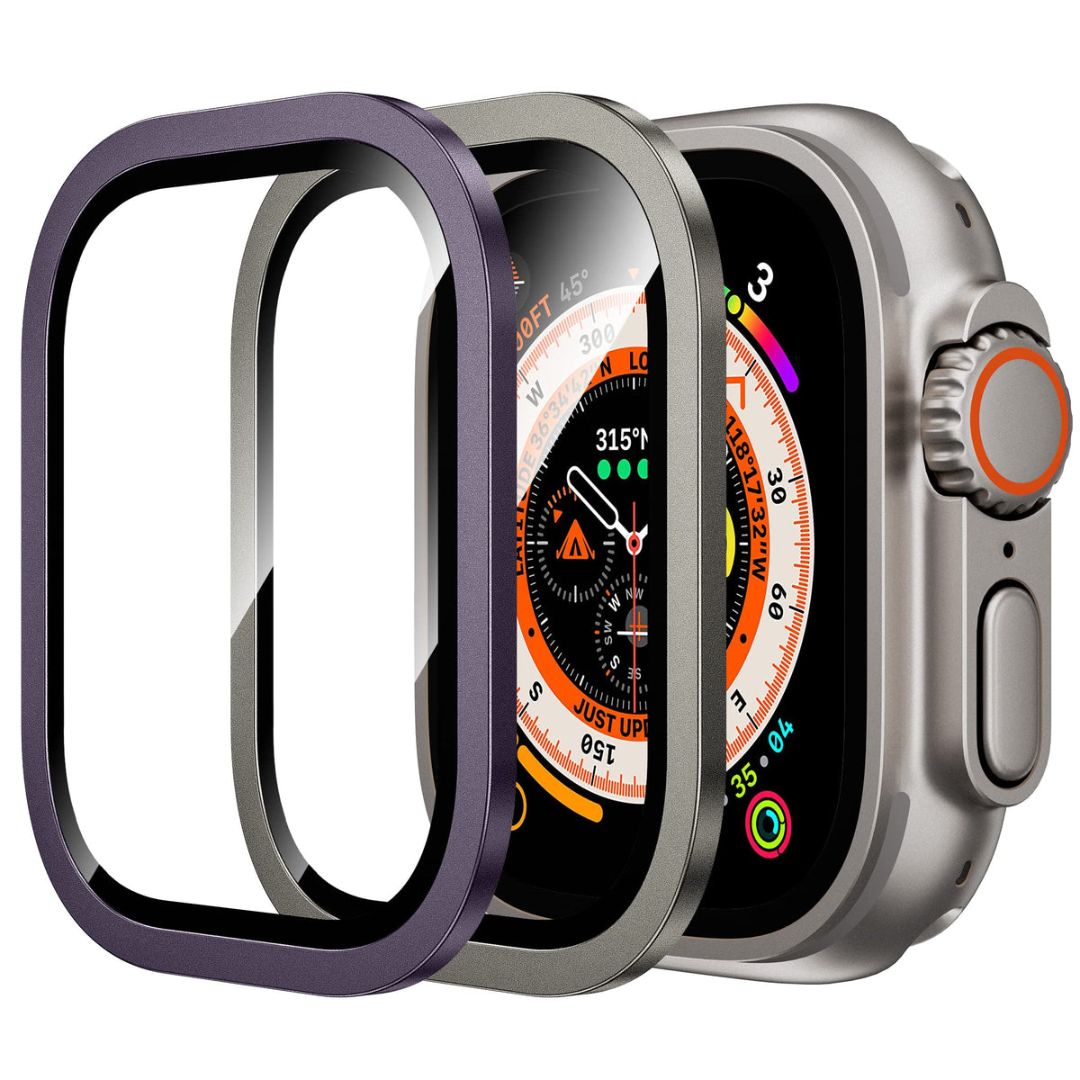 Wsken For Apple Watch Ultra 2/Ultra Screen Protector 49Mm,9H Tempered Glass + Titanium Alloy Frame, [Keep Original] [Touch Sensi