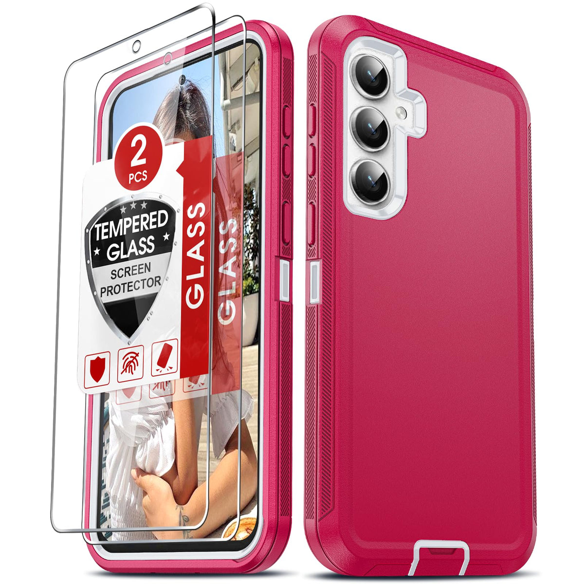 Leyi Compatible For Samsung Galaxy S23 Fe Case:?Not Fit S24 Fe? 2Pcs Tempered Glass Screen Protector, Heavy Duty 3 In 1 Samsung