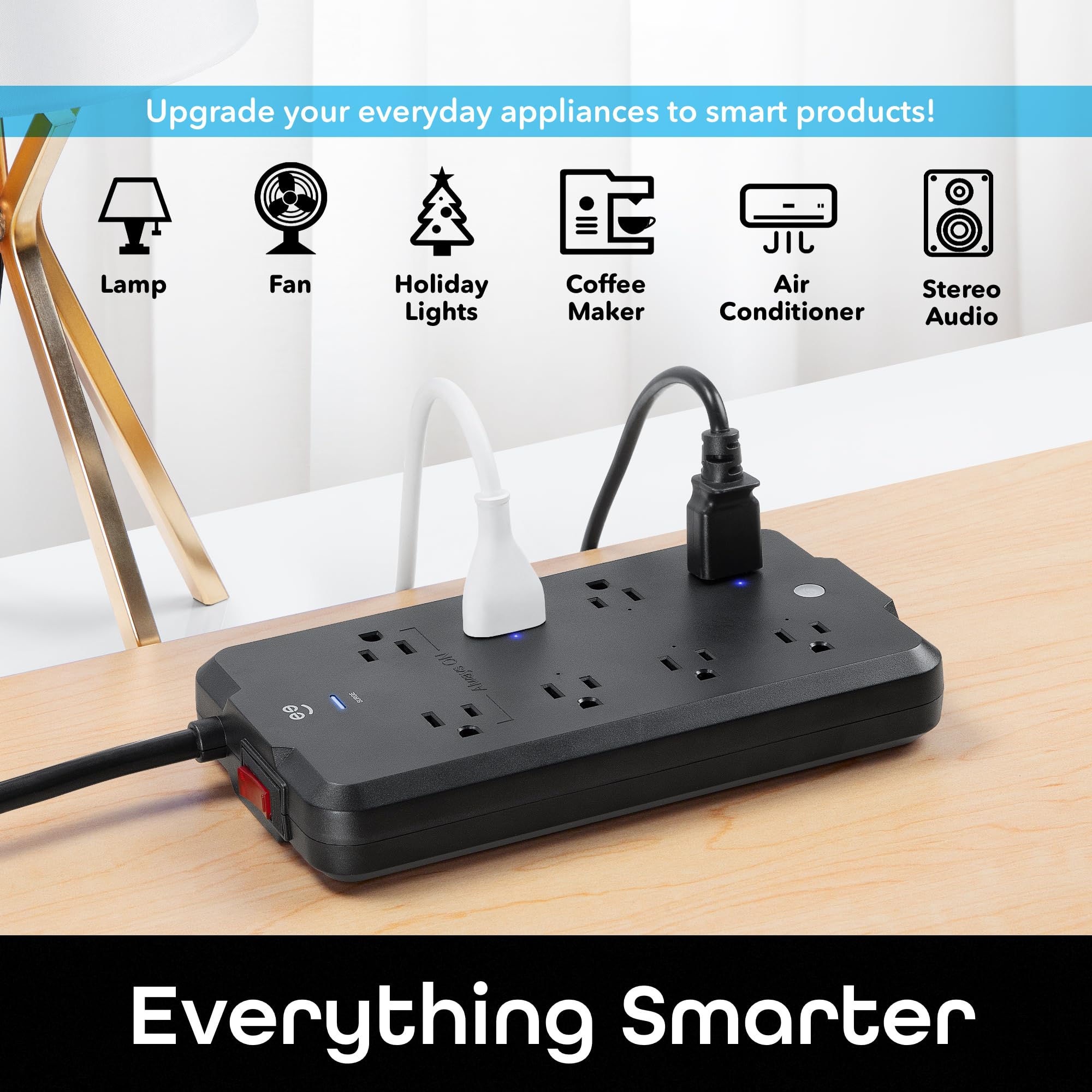 Geeni Surge Ultra Smart Surge Protector   8 Outlets, Remote Control, Surge Protection, Voice Control With Alexa & Google Assista