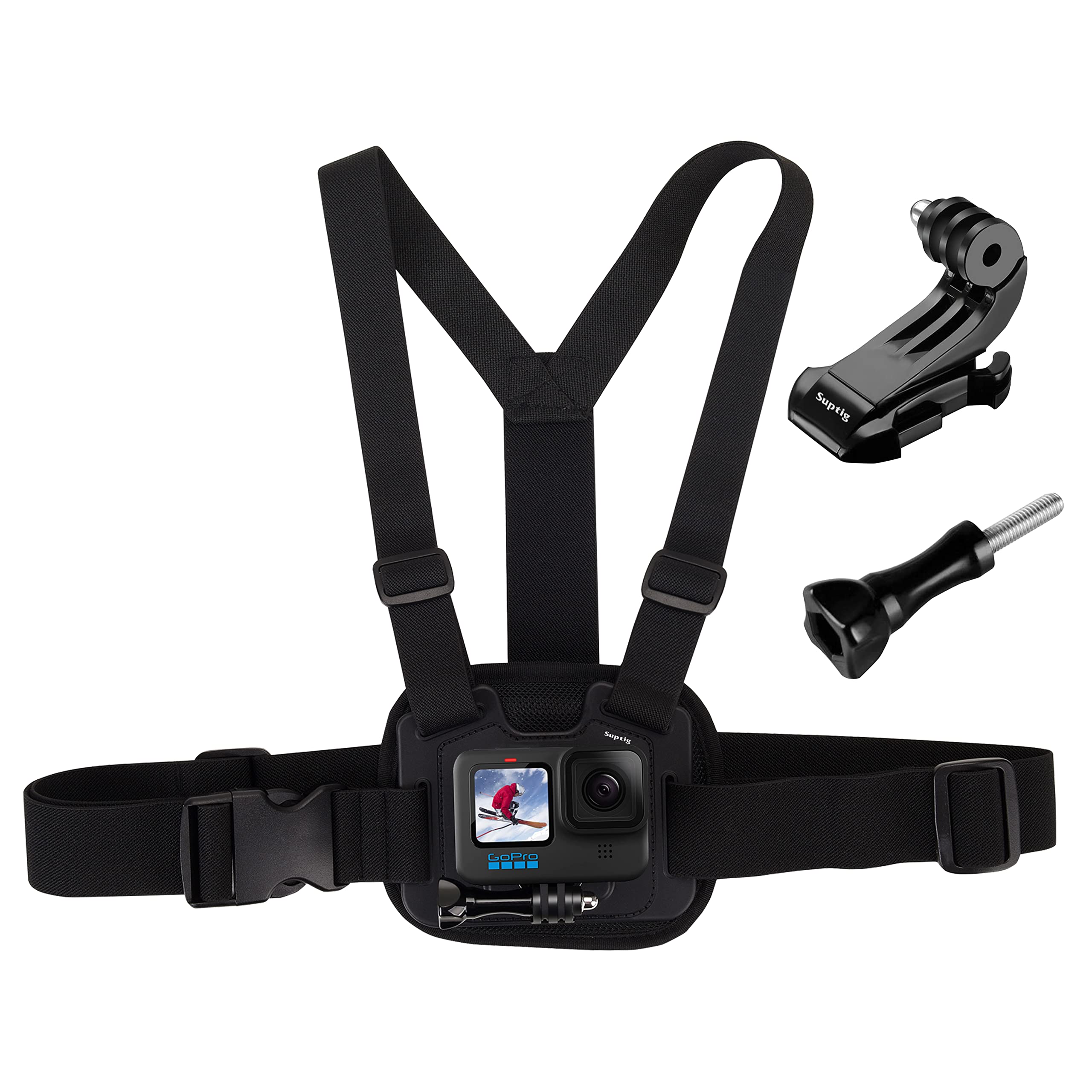 Suptig Chest Mount, Adjustable Chest Strap, Breathable Material for Gopro Hero 13 Hero 12 Hero 11 Hero 10 Hero 9 Hero 8 Hero 7 H