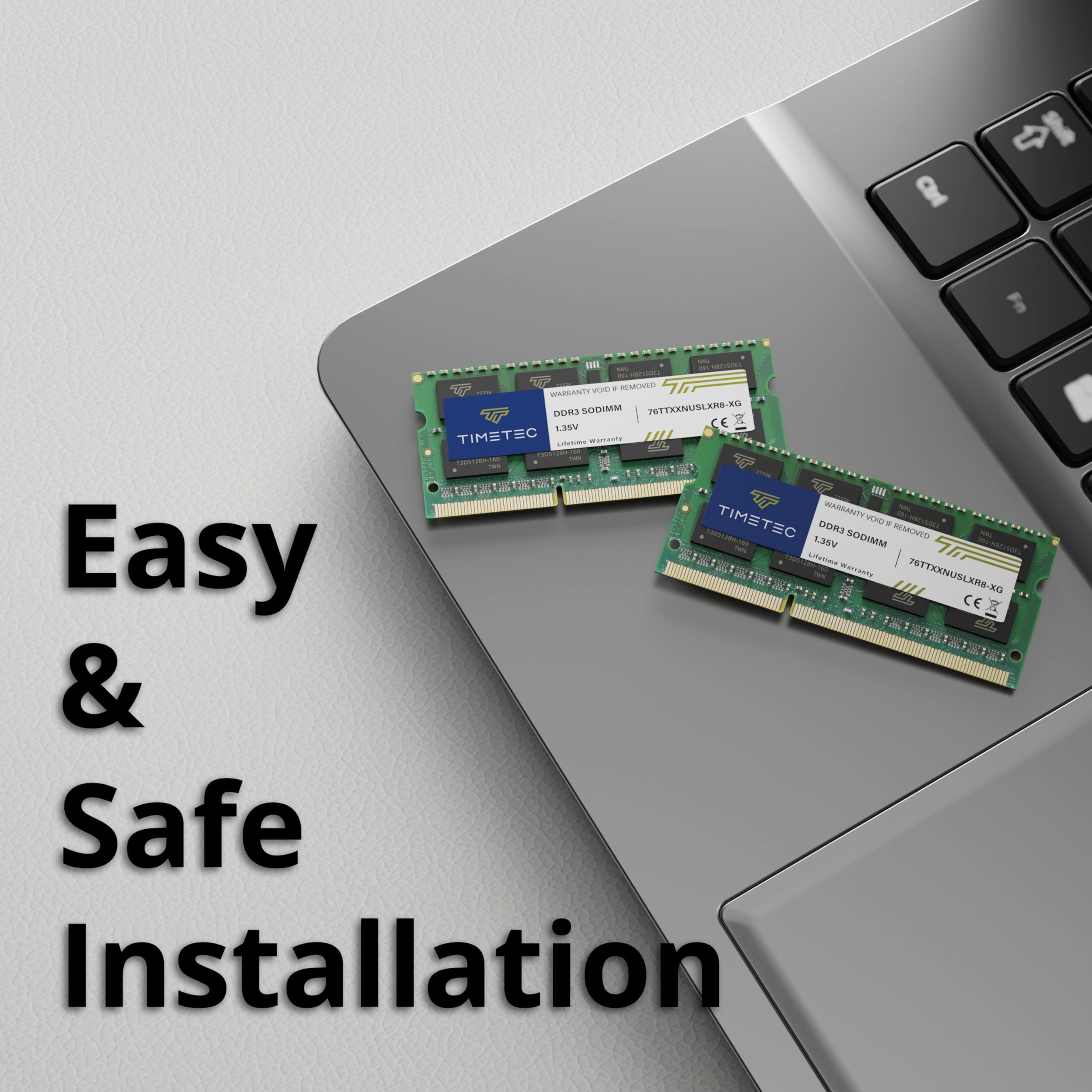 Timetec 16Gb Kit(2X8Gb) Ddr3L/Ddr3 1600Mhz(Ddr3L 1600) Pc3L 12800 Non Ecc Unbuffered 1.35V/1.5V Cl11 2Rx8 Dual Rank 204 Pin Sodi
