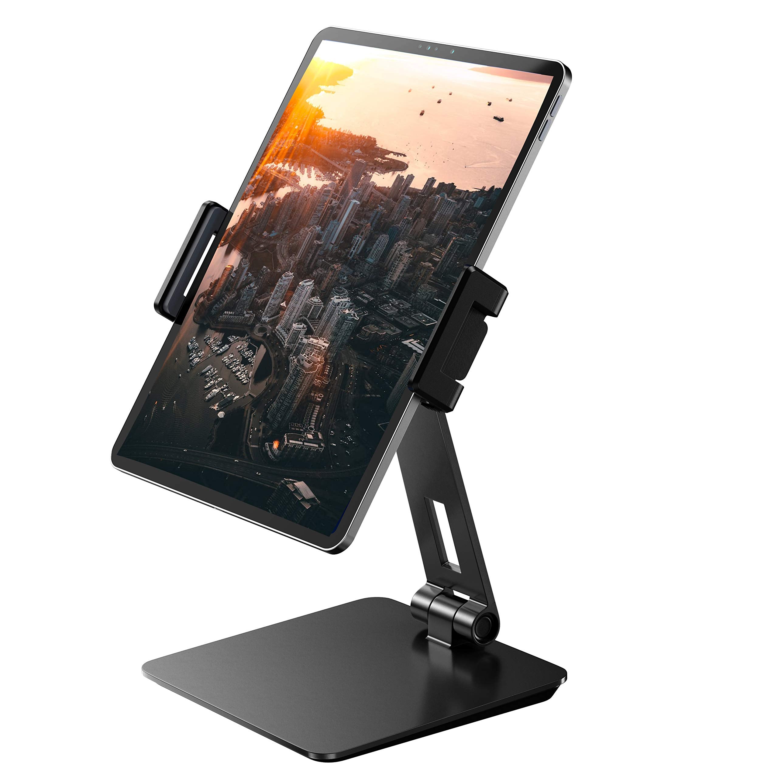 Maxonar Ipad Stand Holder, Heavy Duty Aluminum Alloy Tablet Stand, 360� Swivel Foldable Ipad Pro Air Charging Stand Holder For Desk Bed Store Pos Showcase Reception Kitchen Office (6 13''), Grey