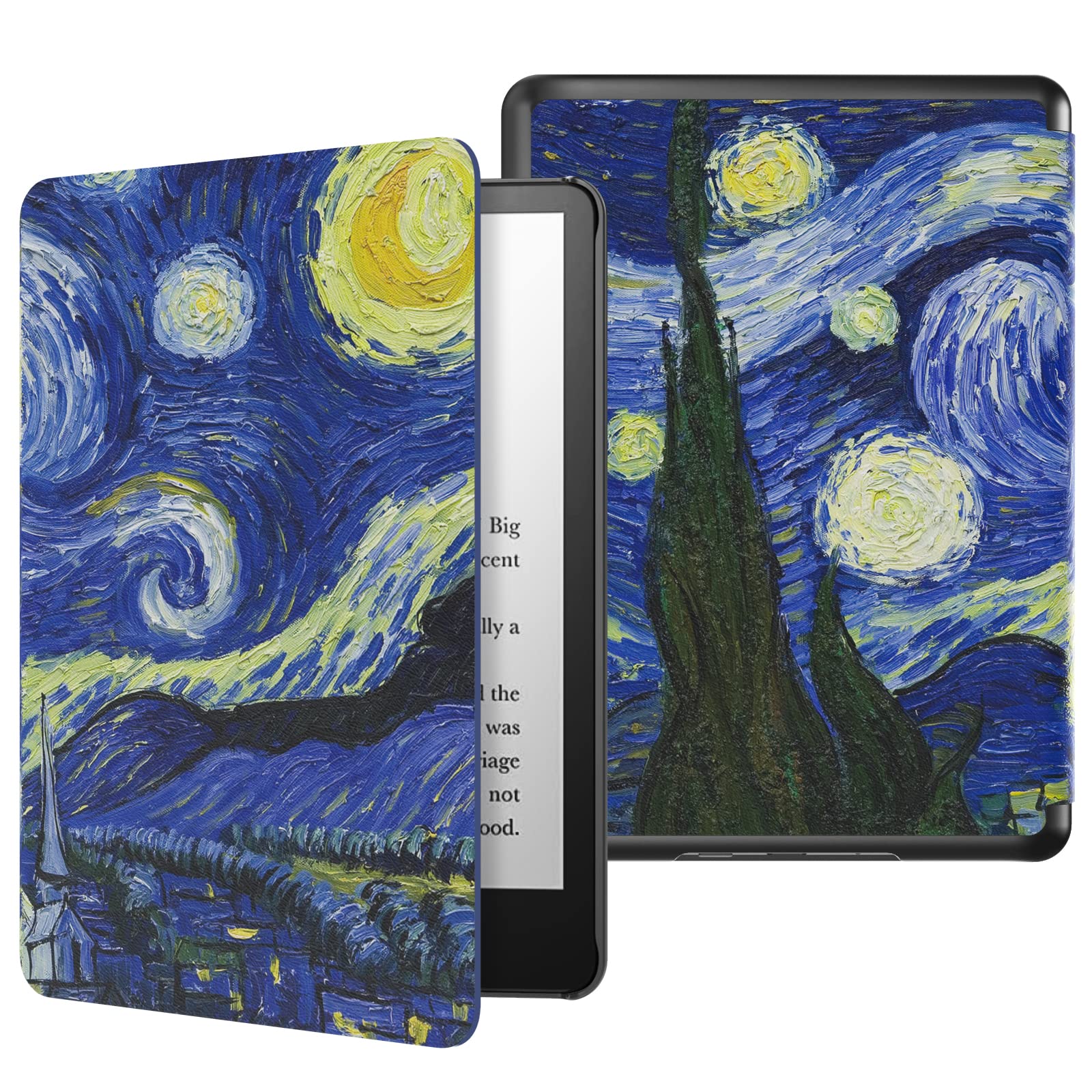 MoKo Case for 6.8' Kindle Paperwhite (11th Generation 2021) and Kindle Paperwhite Signature Edition, Light Shell Cover with Auto Wake/Sleep for Kindle Paperwhite 2021 E Reader, Starry Night Blue