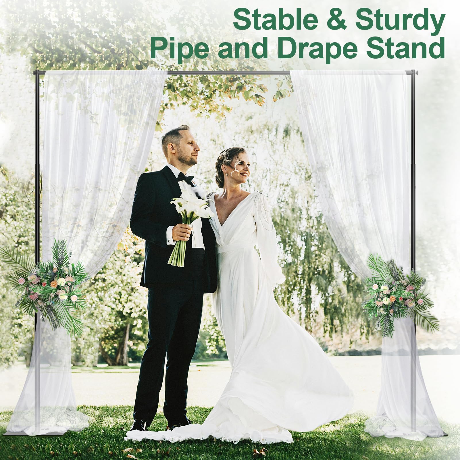 Qoolfoto Pipe And Drape Backdrop Stand Kit 10X10Ft, Heavy Duty Backdrop Stand, Adjustable Metal Background Stand Backdrop For Pa