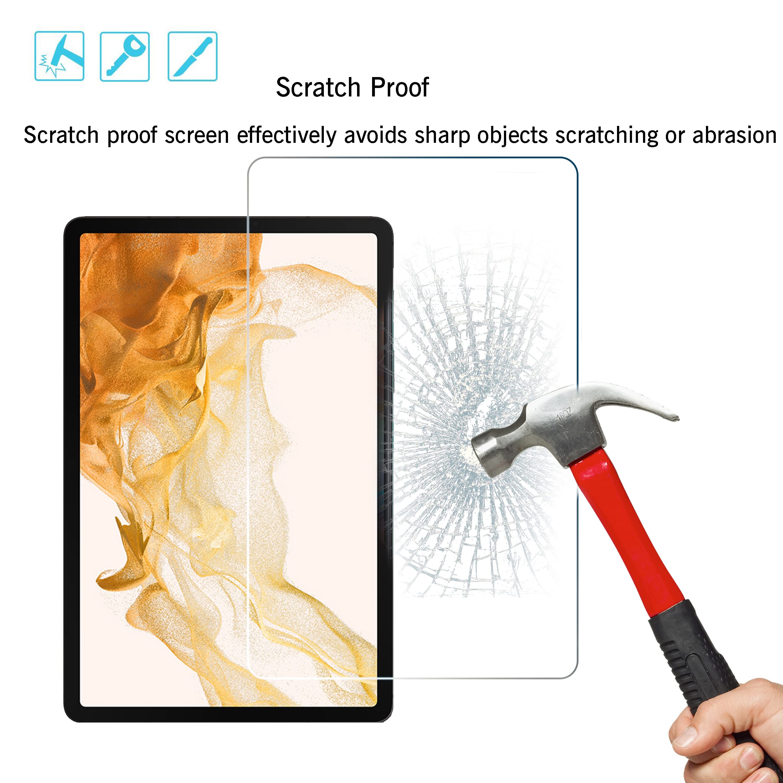 Ailun Screen Protector For Galaxy Tab S8 / Galaxy Tab S7, 11 Inch 2Pack Tempered Glass 9H Hardness 2.5D Edge Ultra Clear Anti Sc