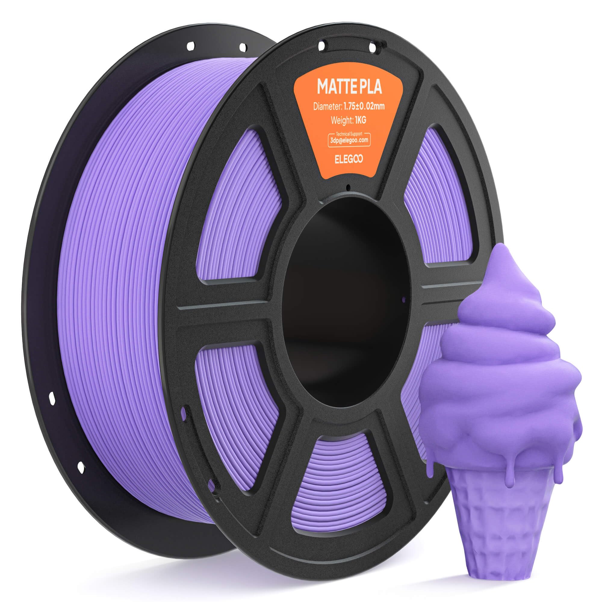 ELEGOO Matte PLA Filament 1.75mm Lavender Purple 1KG, 3D Printer Filament High Precision, 1kg Spool (2.2lbs) Fits for Most FDM 3