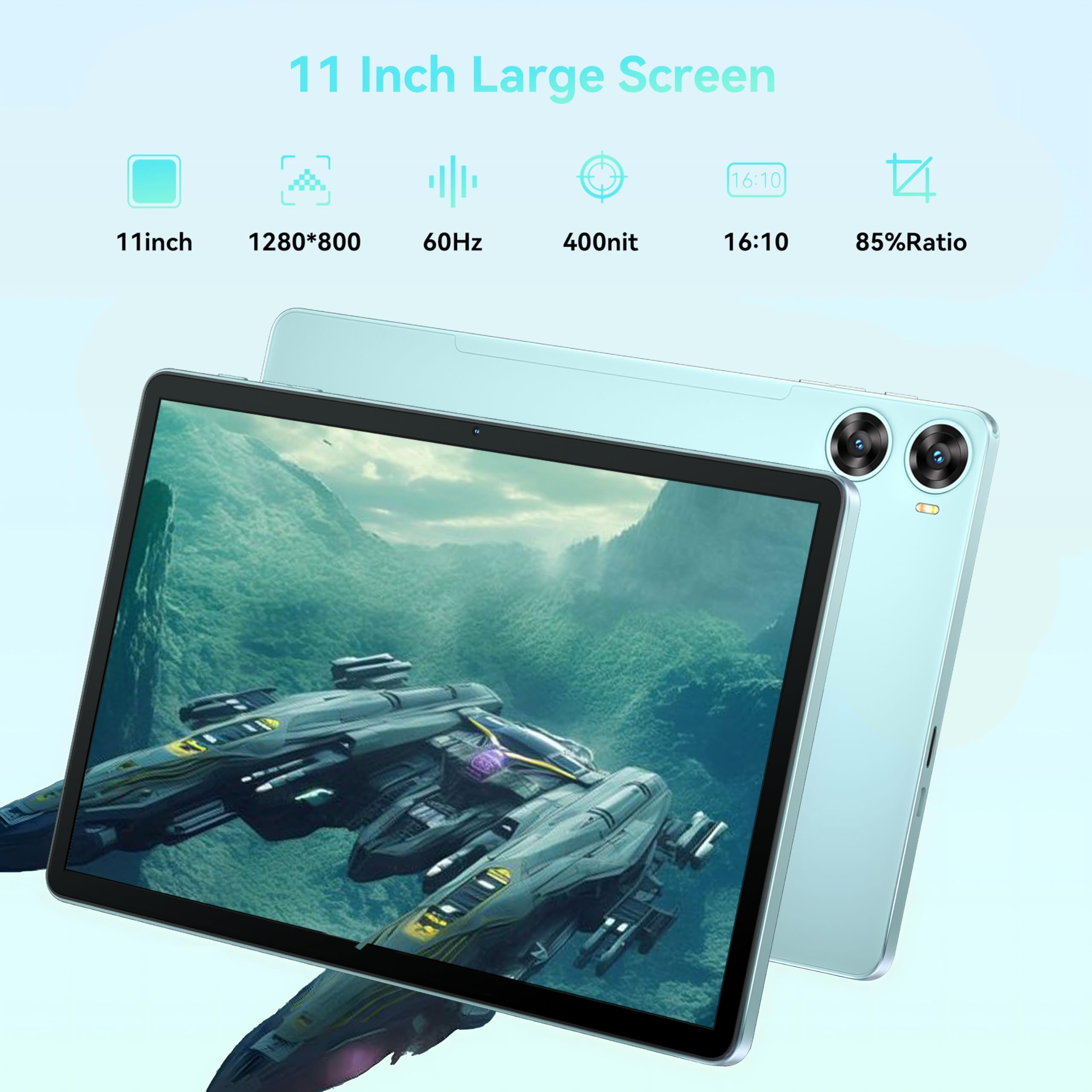 Oukitel Ot9 Android 14 Tablets, 16Gb+128Gb(1Tb Tf) Octa Core 11 Inch Ips Screen Large Tablet For Adults, 13+5Mp Camera Widevine