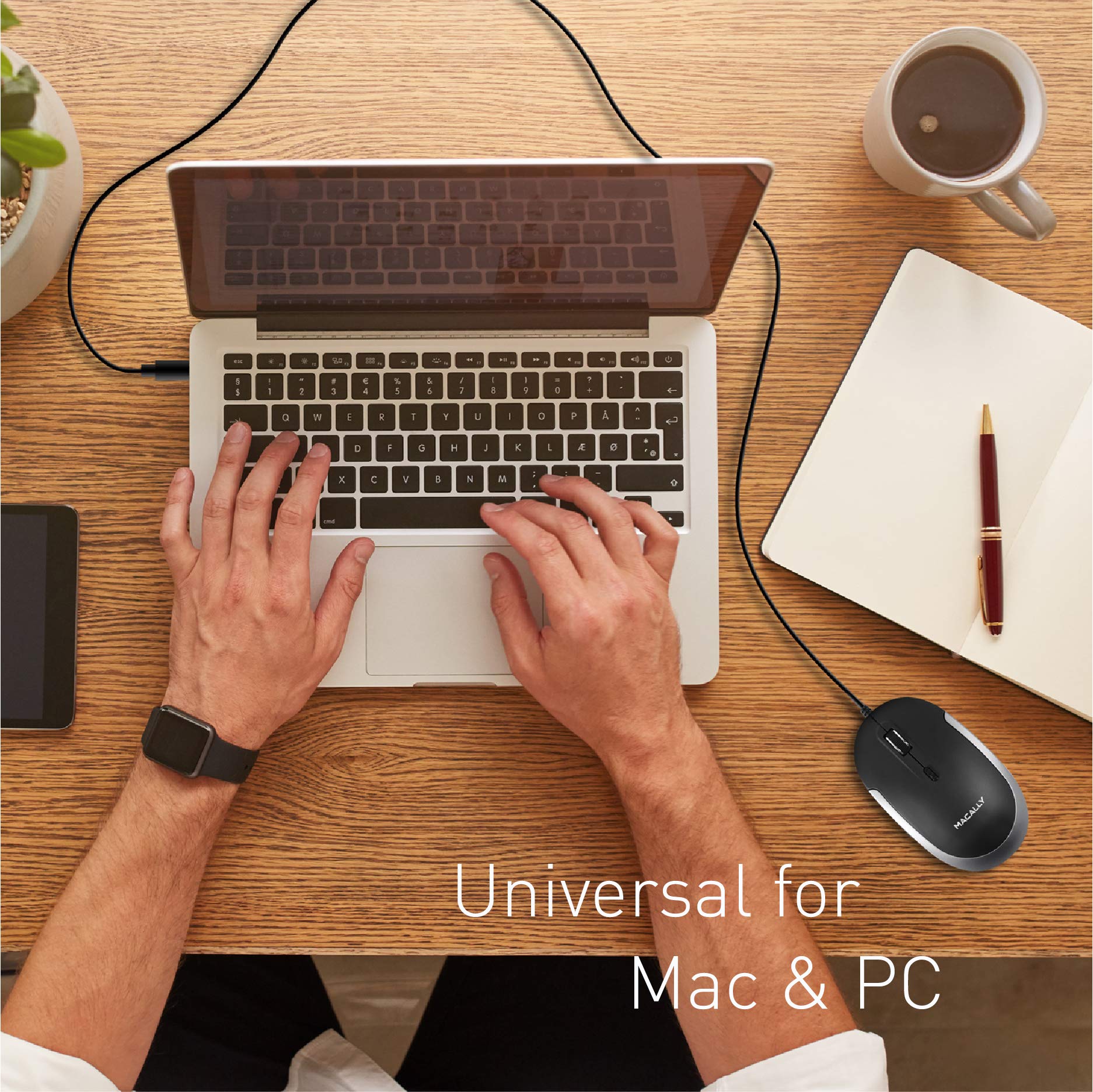 Macally Usb Type C Mouse   Slim & Compact Design   Usb C Mouse For Macbook Pro Imac Pc Etc.   Simple 3 Button & Scroll Wheel Lay