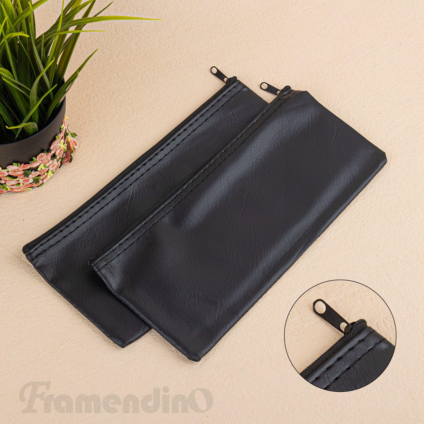 Framendino, Microphone Storage Bag Pu Leather Portable Mic Pouch Organizer 8.66'' X 4.13''