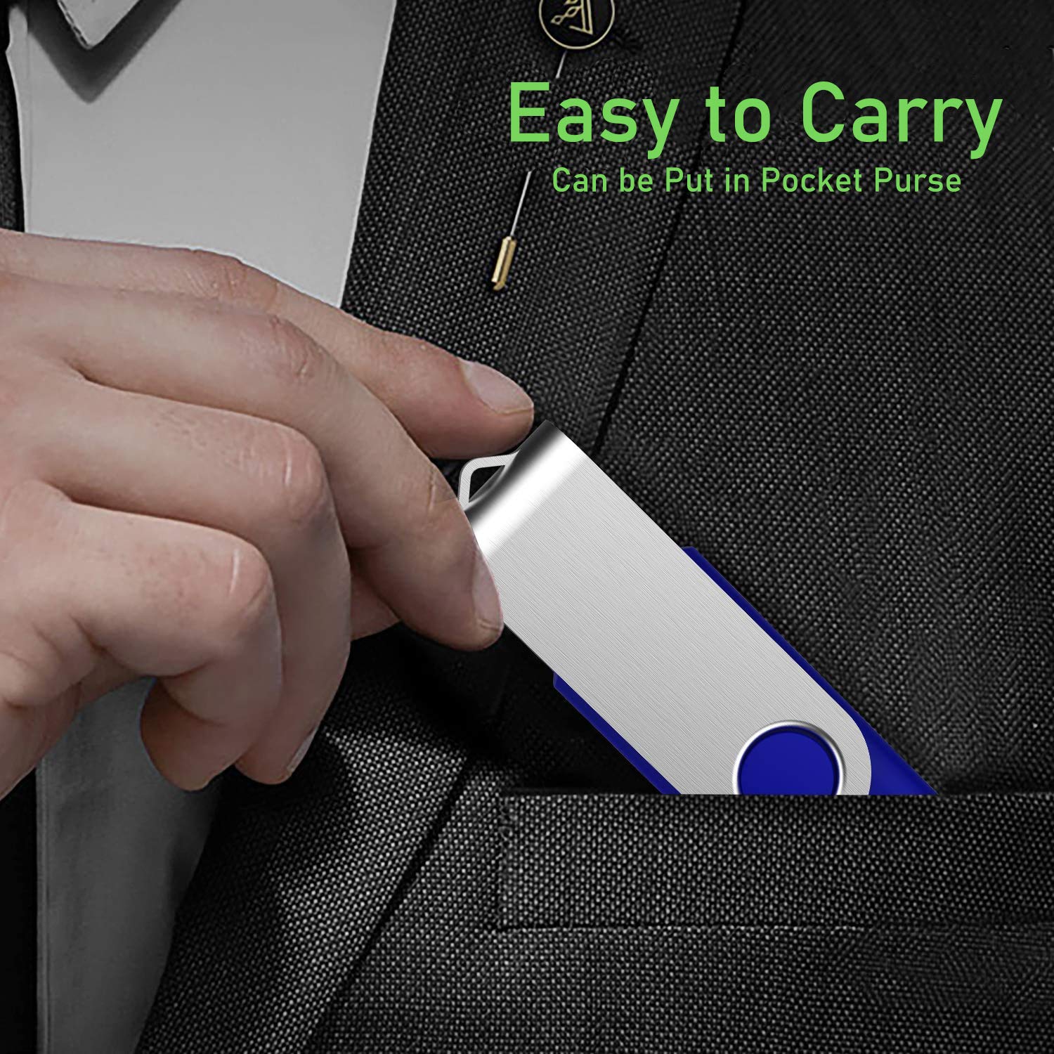 5 Pack 32Gb Flash Drive, Usb 2.0 Swivel Thumb Drives Bulk Memory Stick Jump Drive Pen Drive Zip Drive For Data Storage,Black/Blu