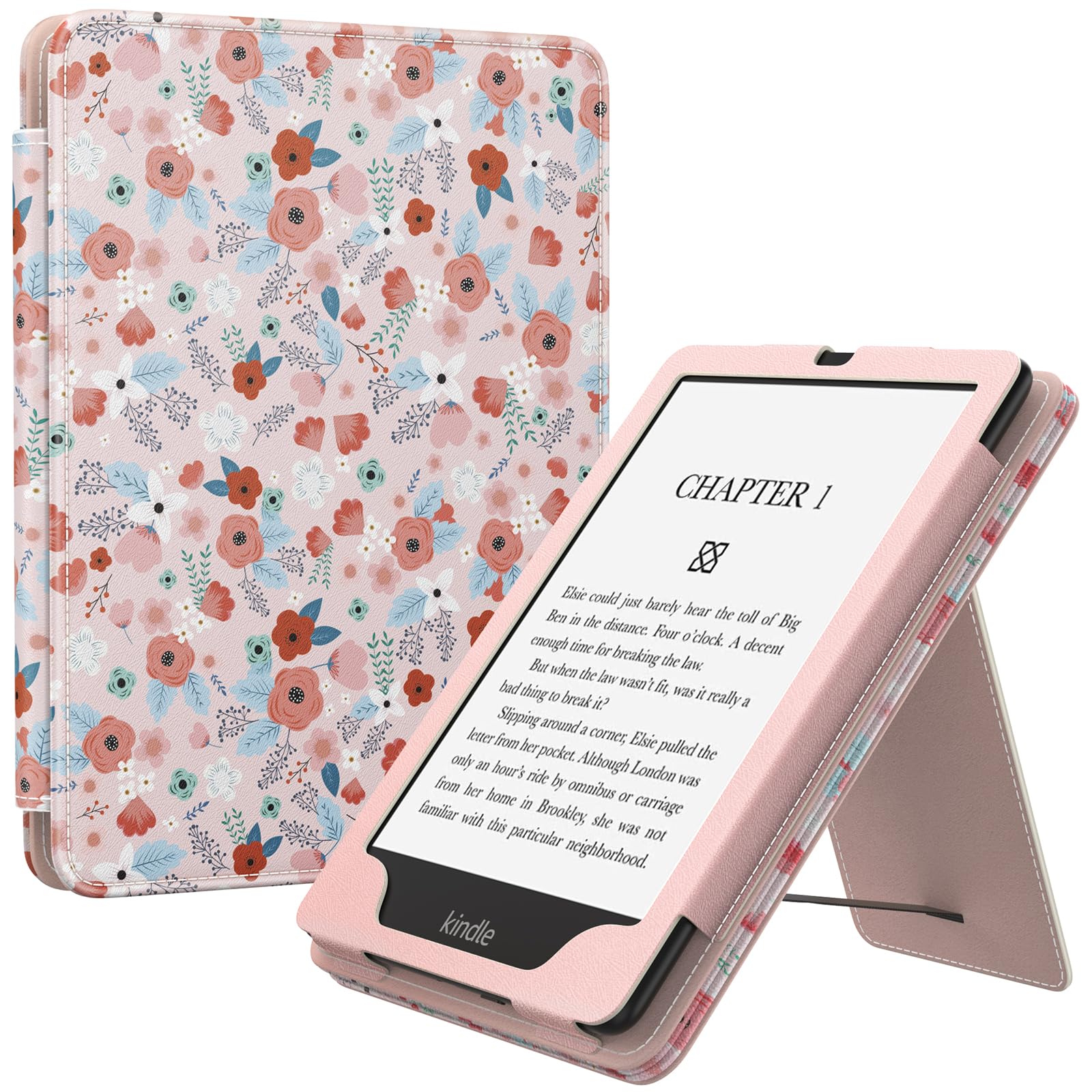 MoKo Case for 7'/6.8' Kindle Paperwhite(12th/11th Generation 2024/2021) and Kindle Colorsoft Signature Edition, Slim PU Shell Cover Case with Auto Wake/Sleep for Kindle Paperwhite 2024, Spring Pink