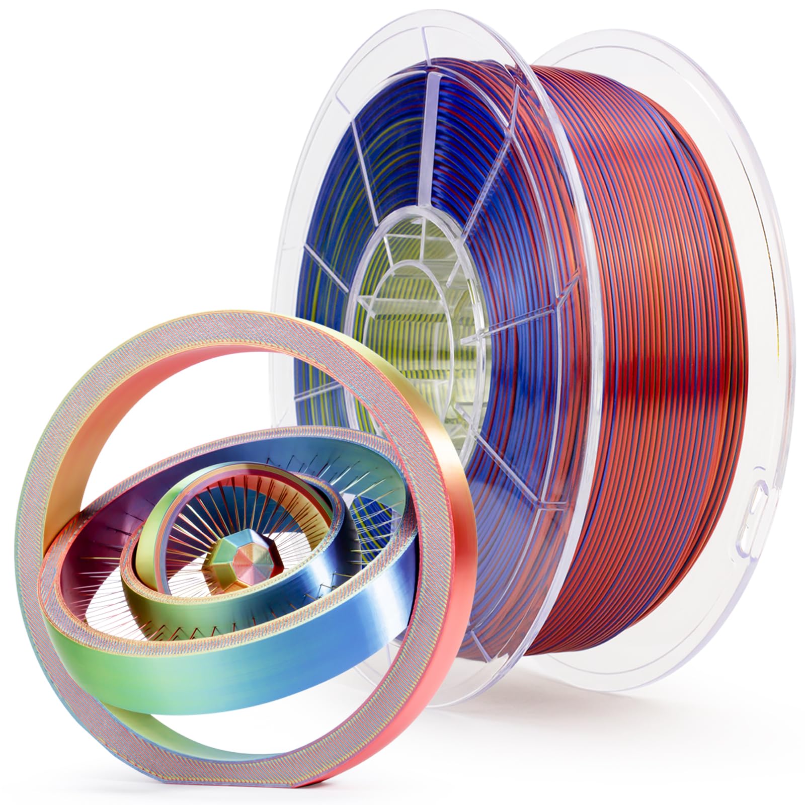 Ziro Pla Filament Triple Color Coextrusion Silk 3D Printer Filament 1.75Mm For 3D Printer & 3D Pen, Multicolor Pla Rainbow Filam