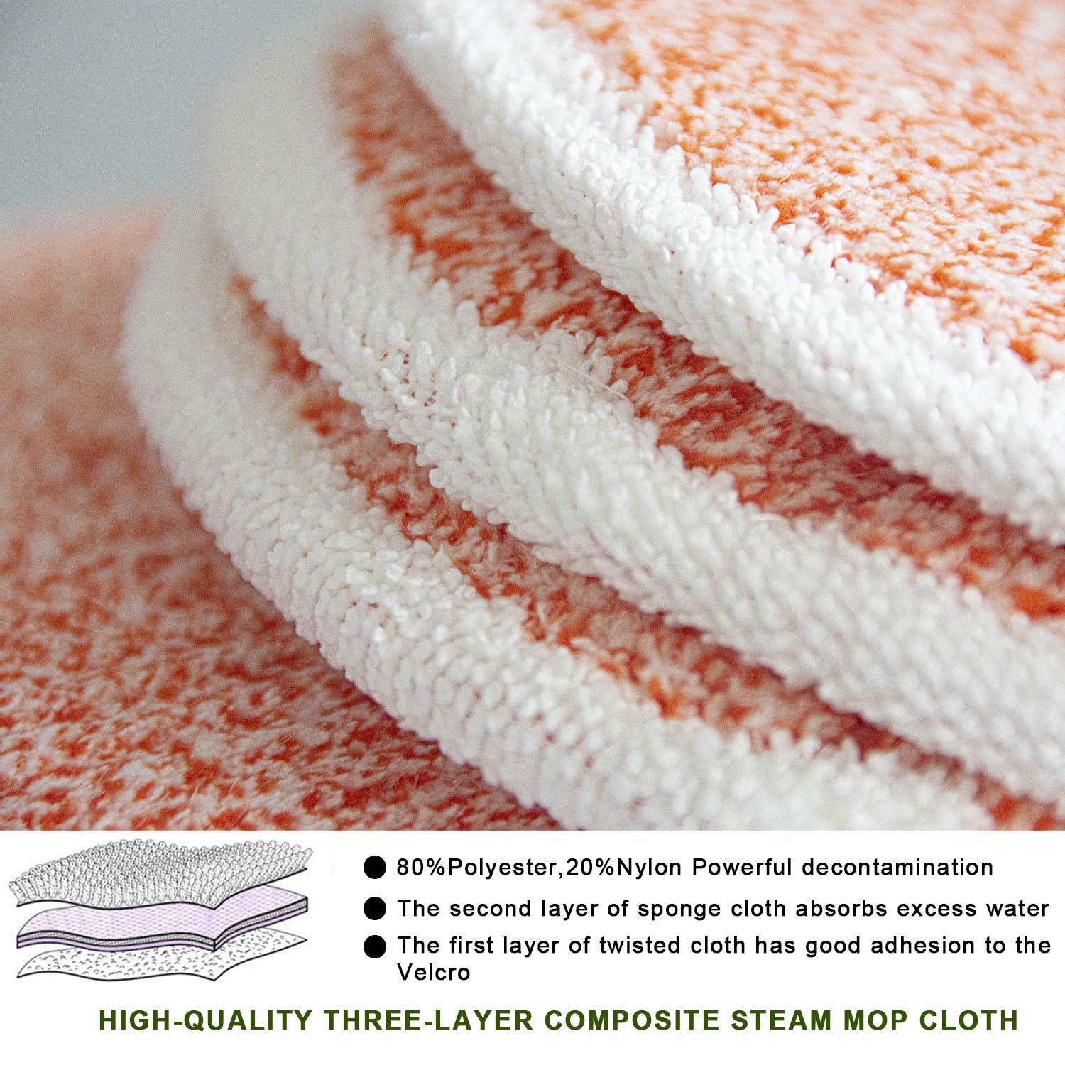 Biharnt 6 Pack 2124,2039A,2307,23157,20391,20399 Replacement Mop Pads Compatible With Bissell Spinwave Hard Mop Cleaner(Orange)