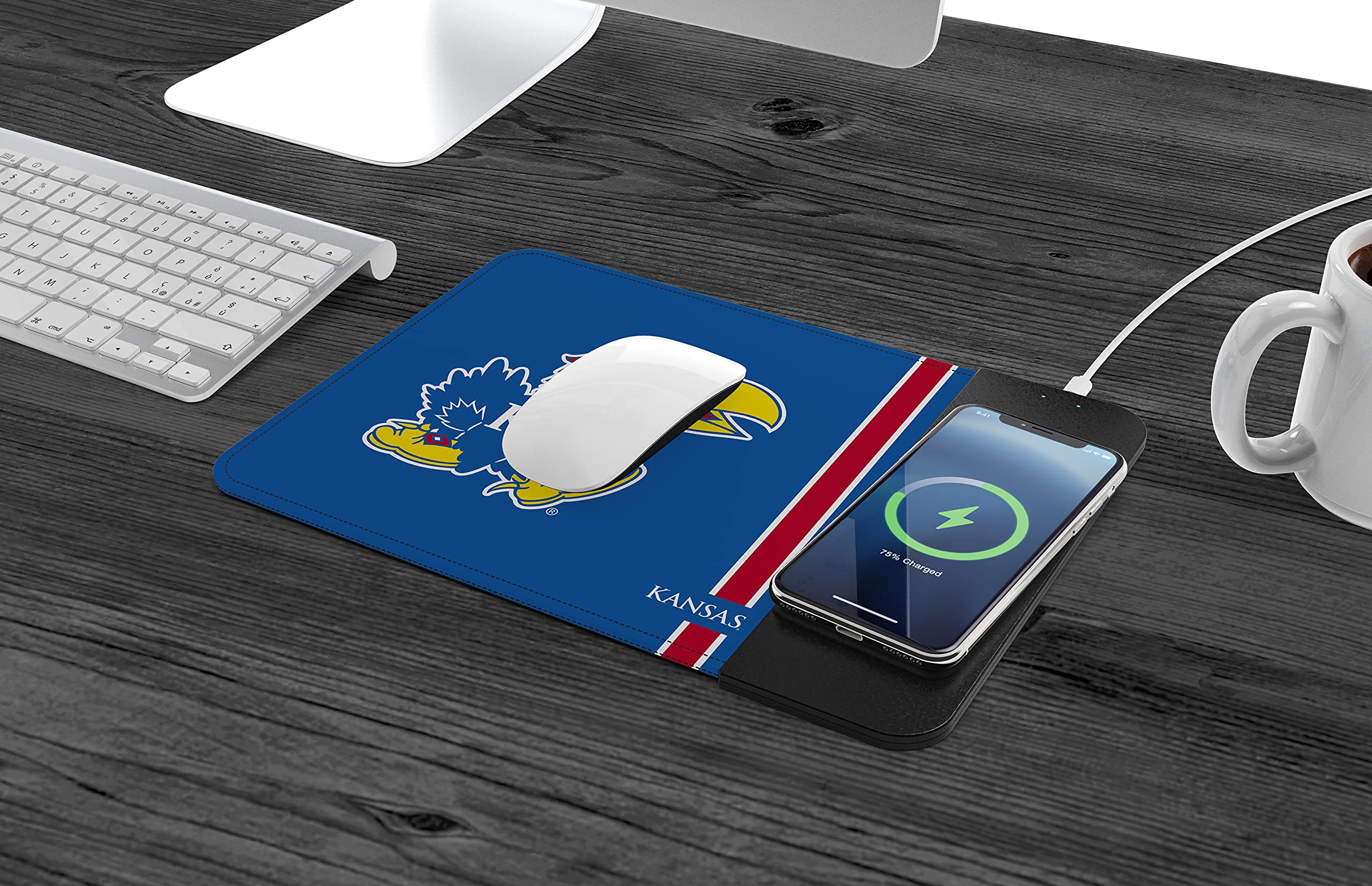 Soar Ncaa Wireless Charging Mouse Pad, Kansas Jayhawks